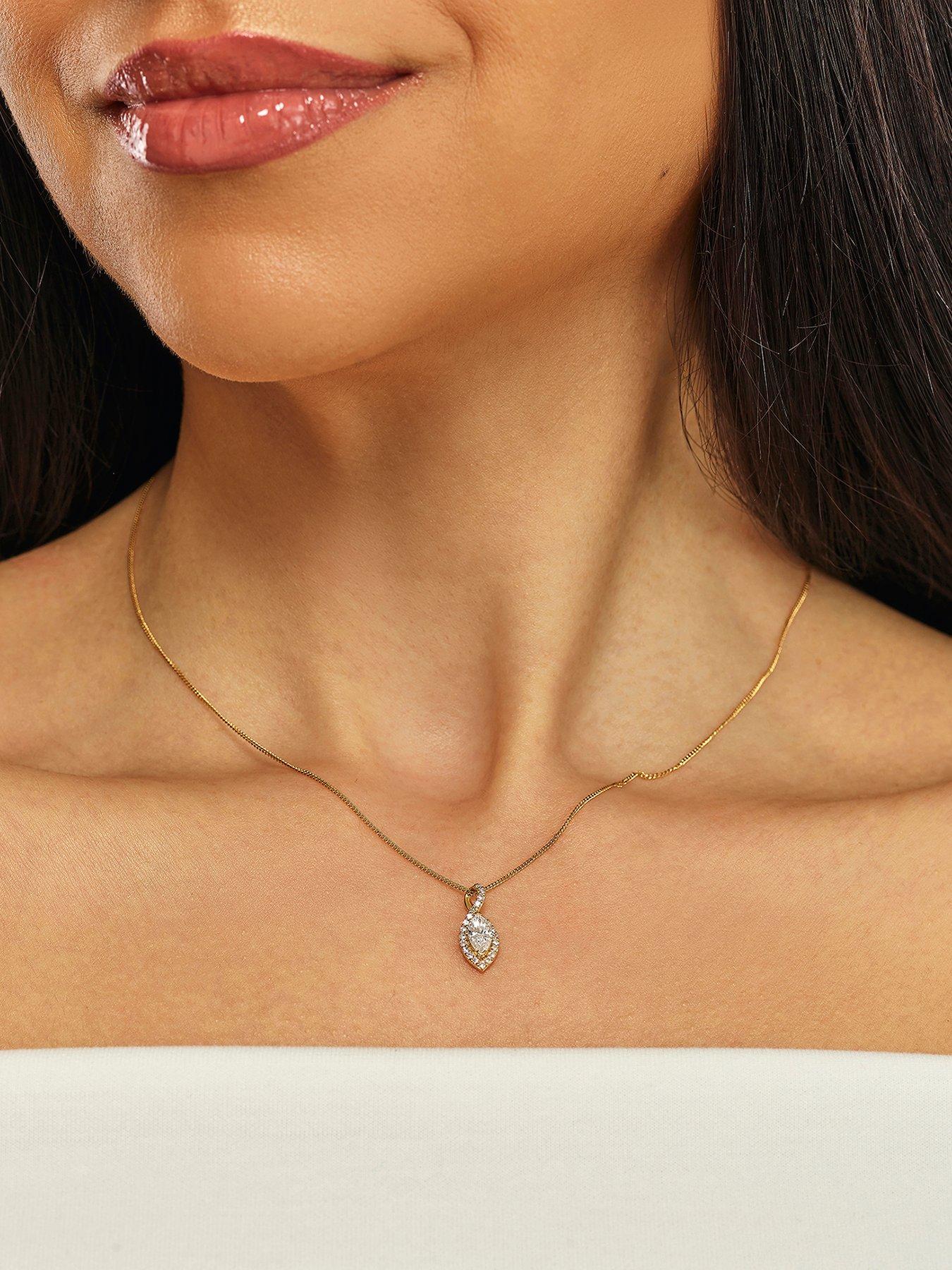 Harriet Harriet Sterling Silver  &  18ct Yellow Gold Plated Vermeil 0.50ct Lab-Grown Diamond Twist Pendant Necklace