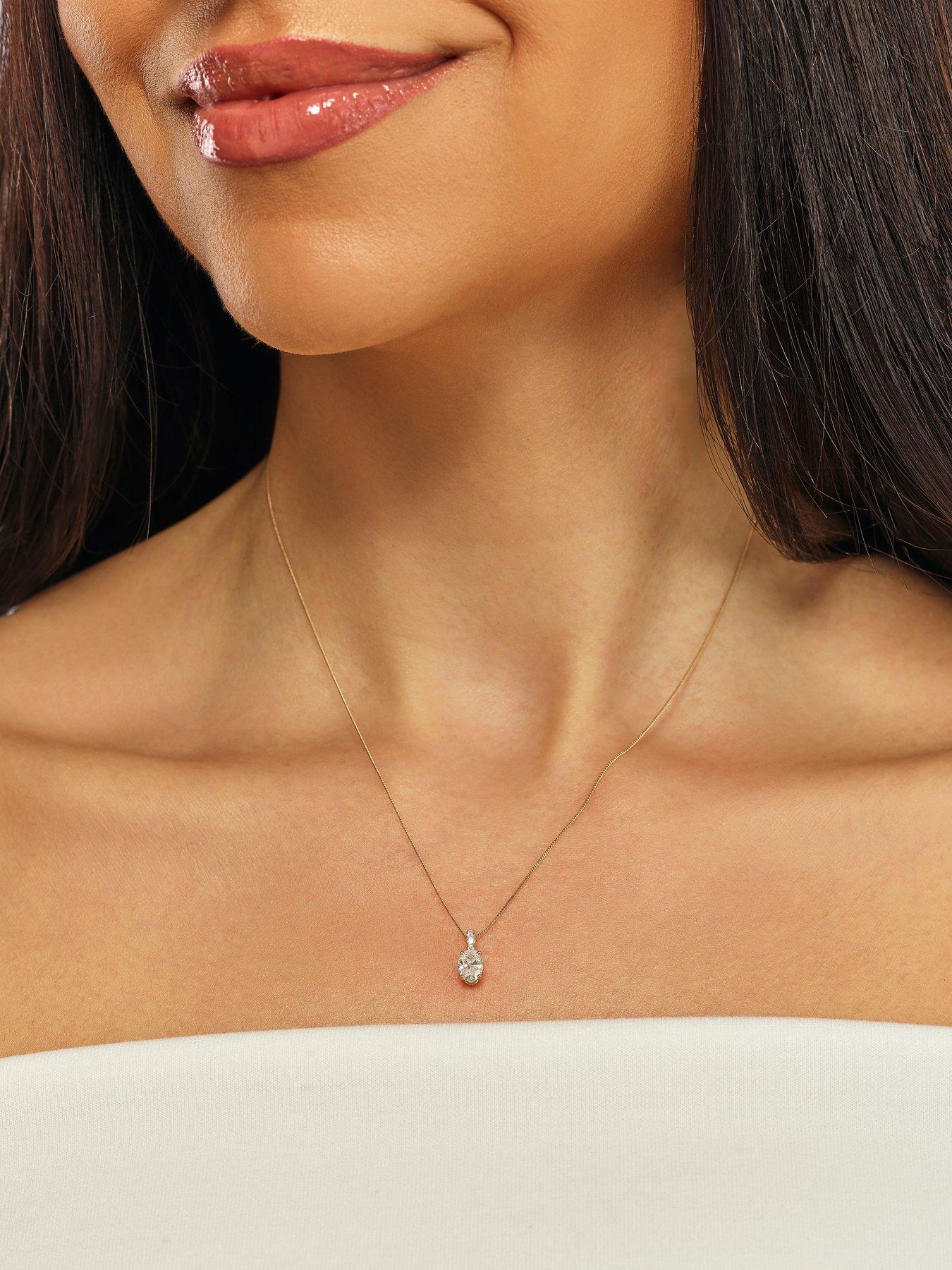 Harriet Harriet 9ct Yellow Gold 0.50ct Lab-Grown Diamond Oval Pendant Necklace