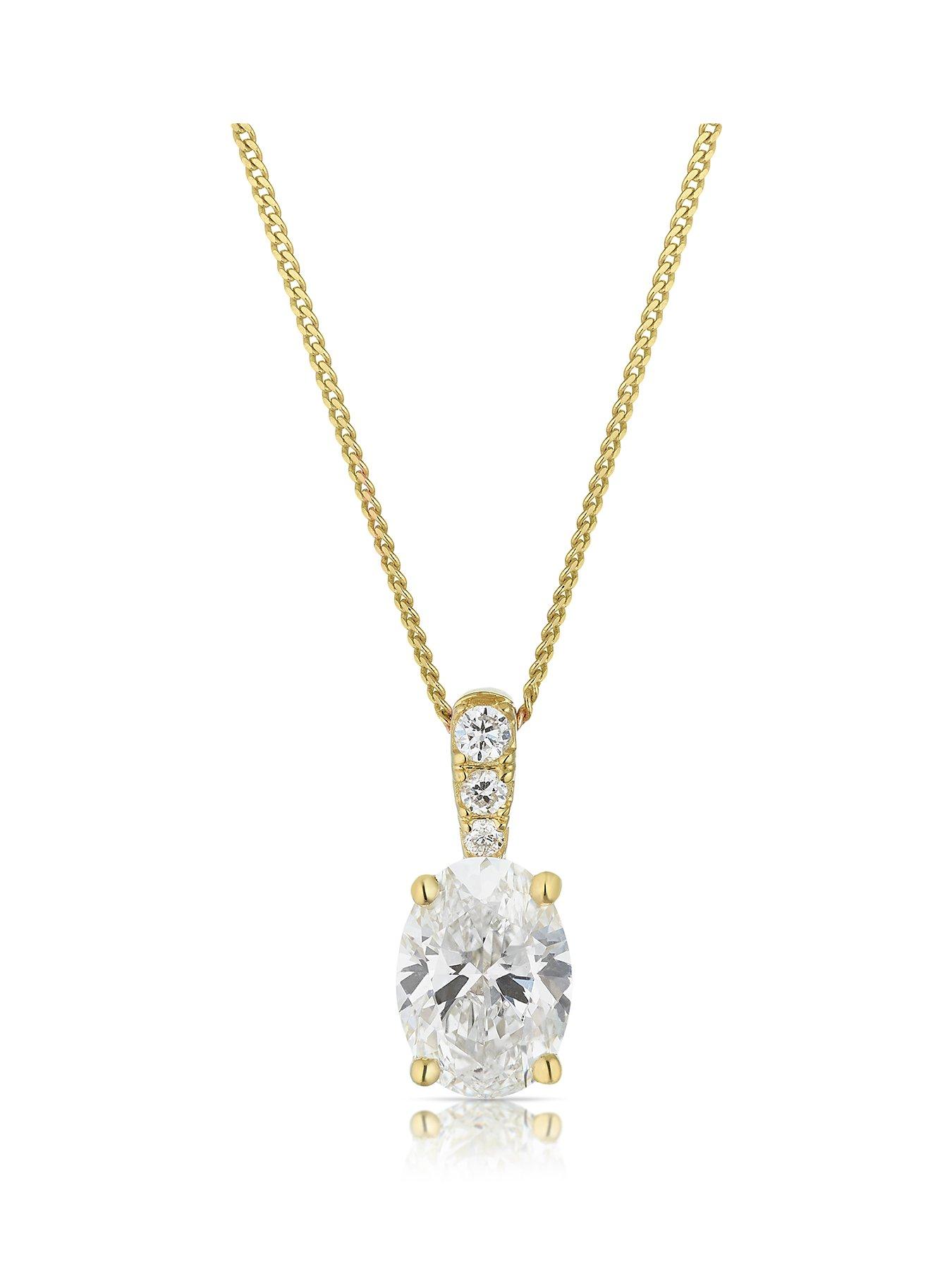 Harriet Harriet 9ct Yellow Gold 0.50ct Lab-Grown Diamond Oval Pendant Necklace