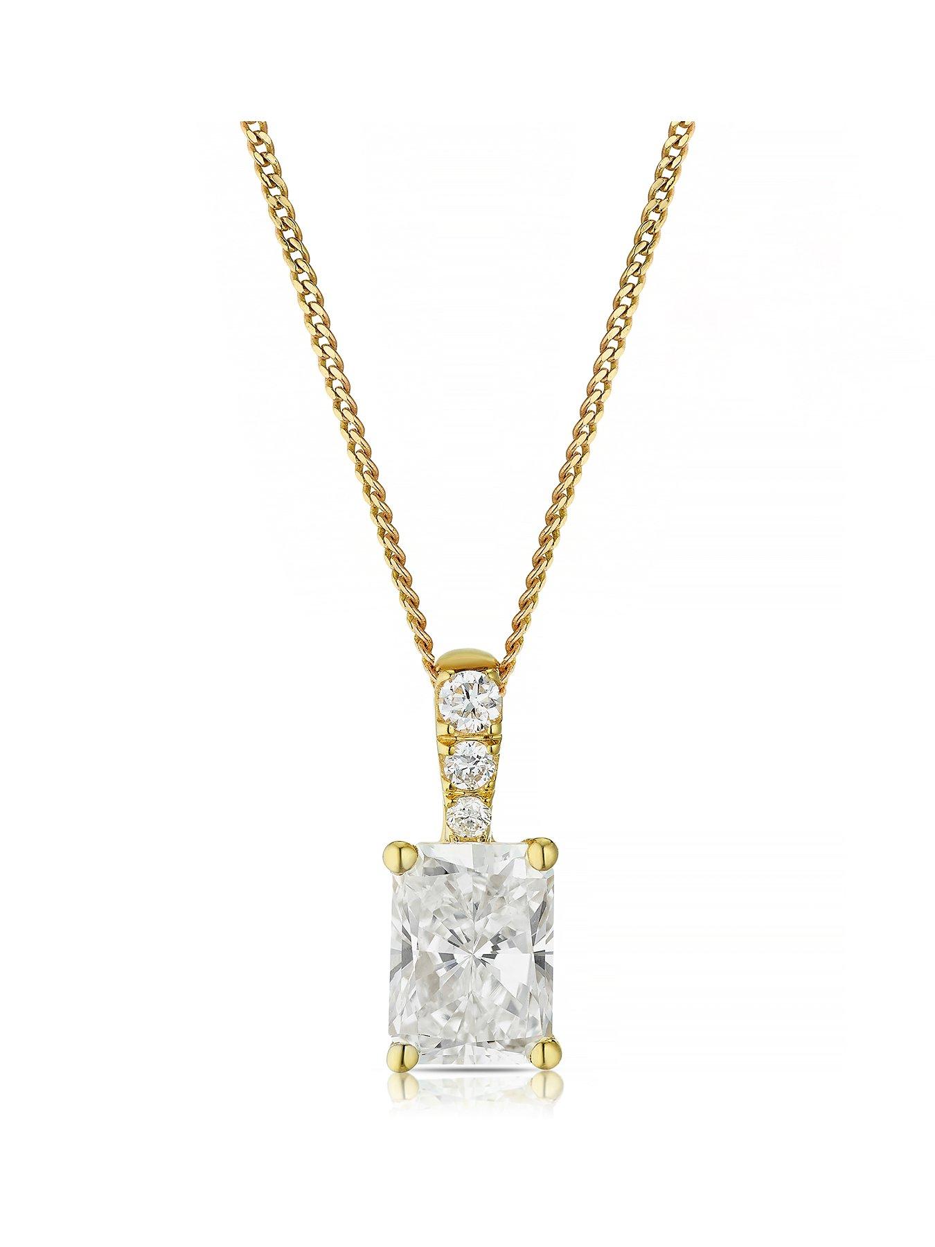 Harriet Harriet 9ct Yellow Gold 0.50ct Lab-Grown Diamond Emerald Cut Pendant Necklace