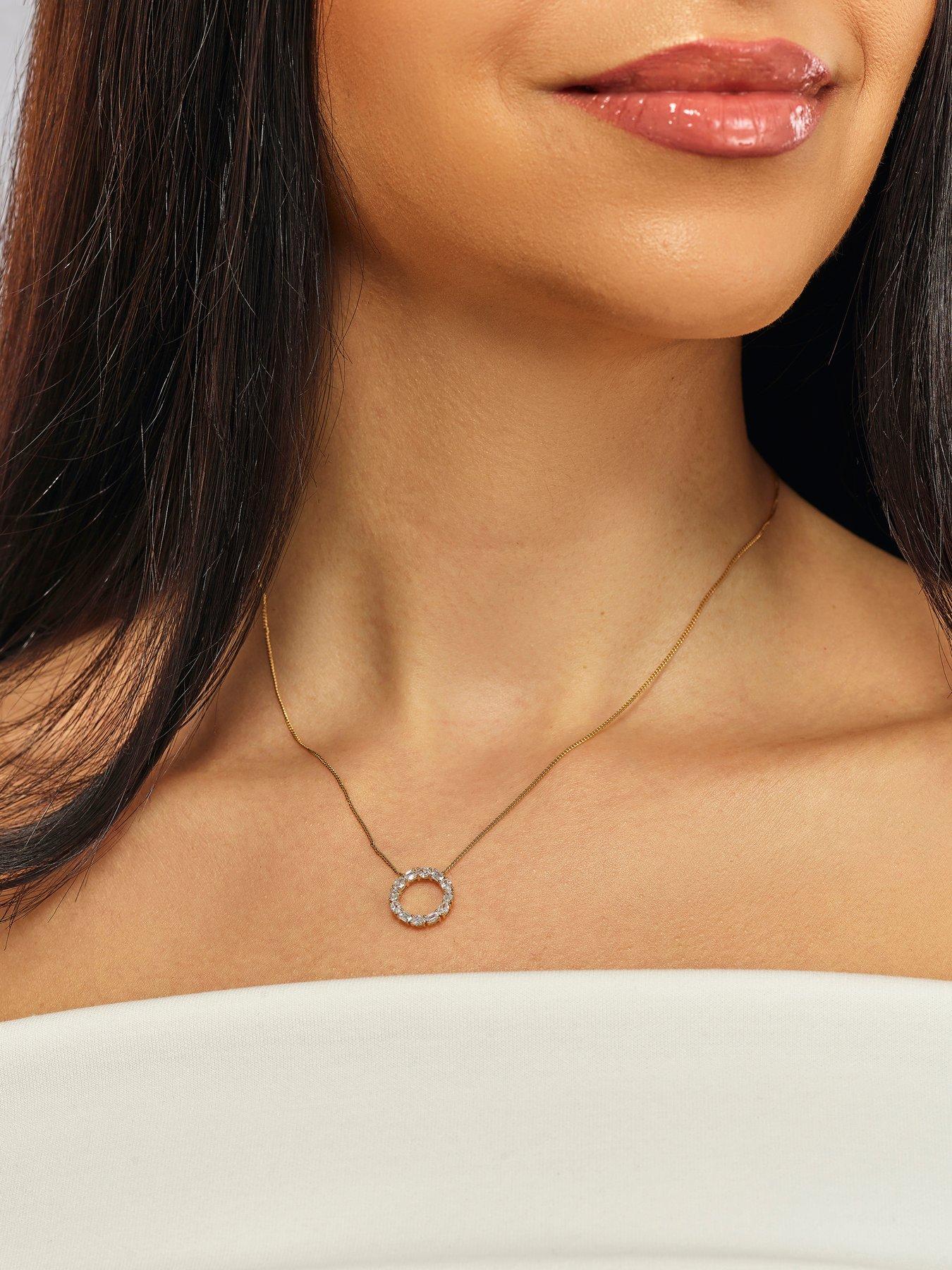 Harriet Harriet Sterling Silver  &  18ct Yellow Gold Plated Vermeil 0.50ct Lab-Grown Diamond Round  &  Oval Open Circle Pendant