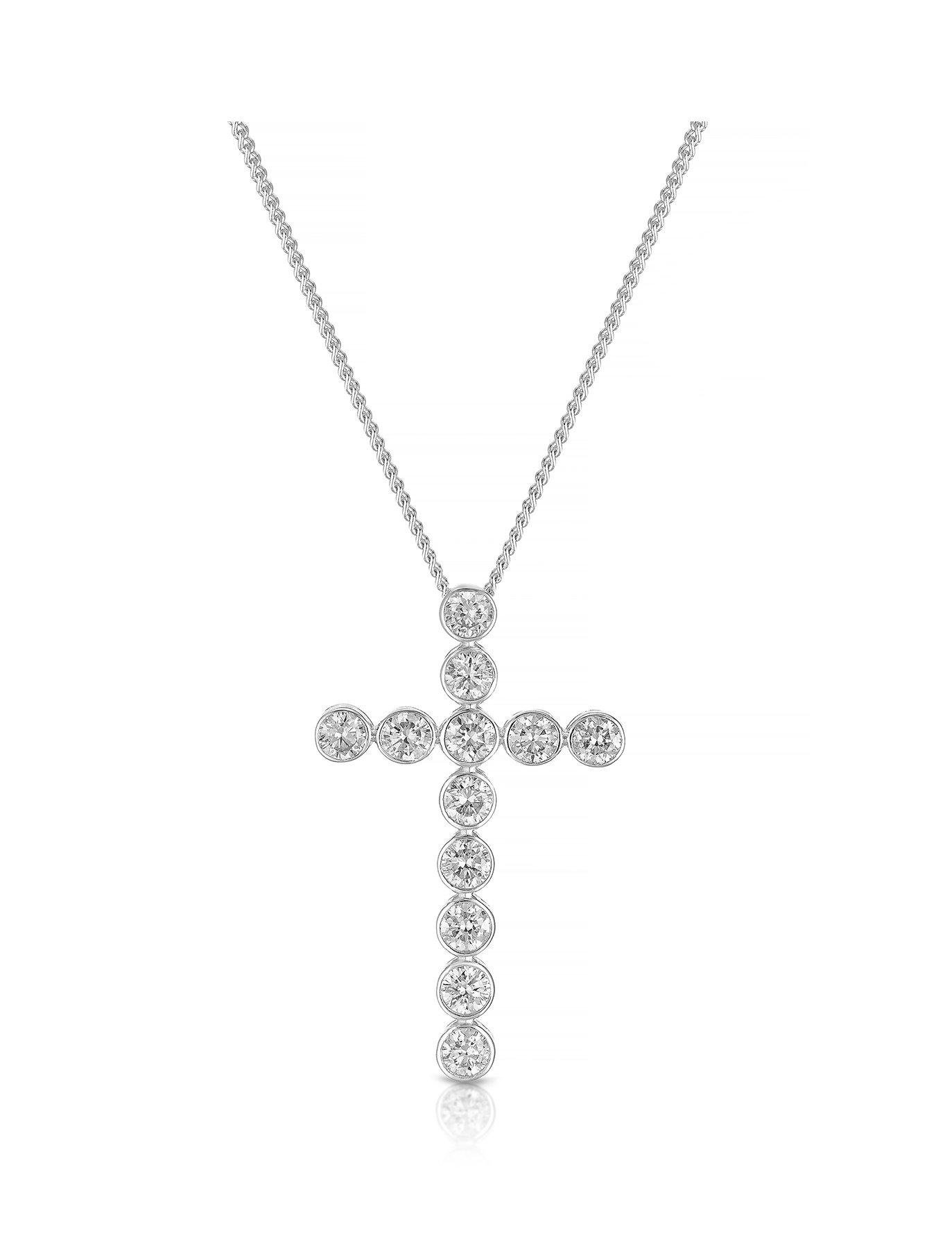 Harriet Harriet Sterling Silver 0.50ct Lab-Grown Diamond Cross Pendant Necklace