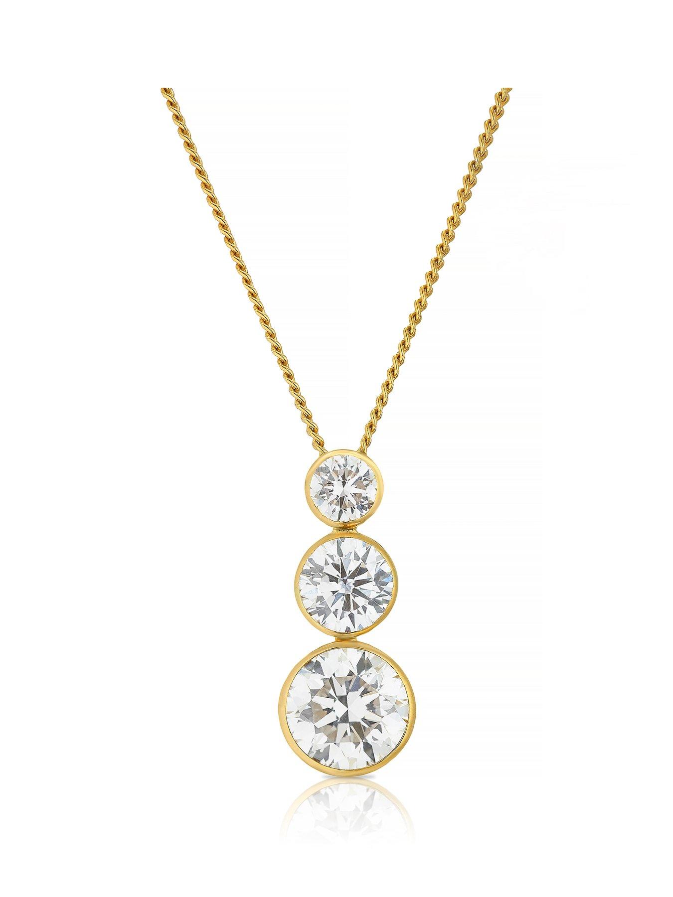 Harriet Harriet Sterling Silver  &  18ct Yellow Gold Plated Vermeil 1ct Lab-Grown Diamond Graduate Dew Drop Pendant Necklace