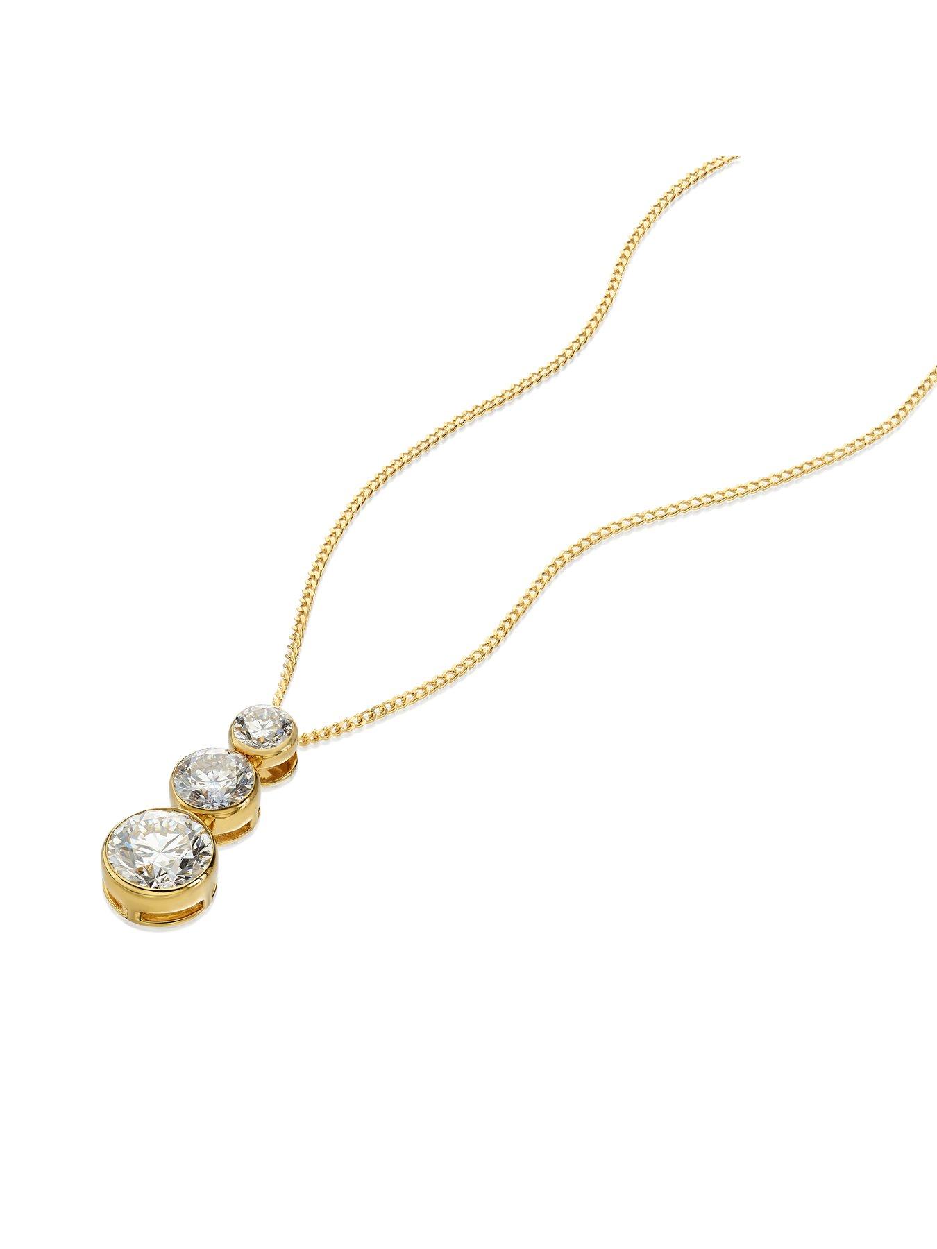 Image 2 of 6 of Harriet Sterling Silver &amp; 18Ct Plated Vermeil 1Ct Lab-Grown Diamond Graduate Dew Drop Pendant Necklace - Gold
