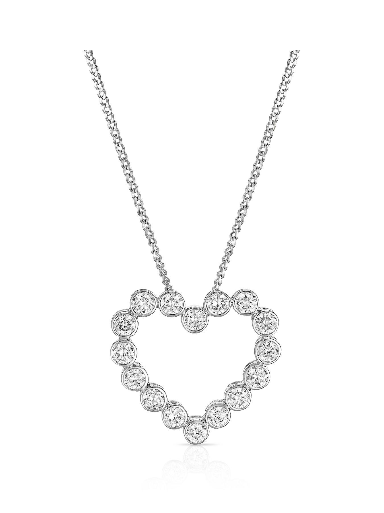 Harriet Harriet Sterling Silver 0.50ct Lab-Grown Diamond Heart Pendant Necklace