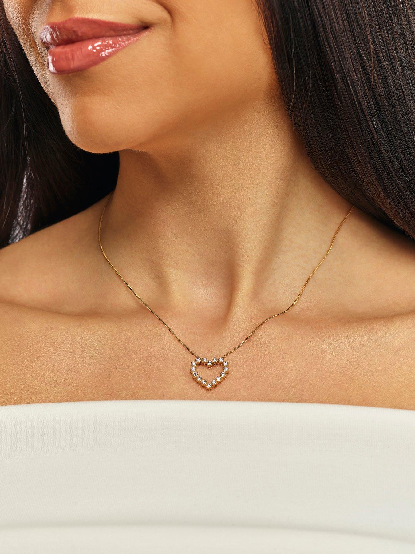 Image 1 of 6 of Harriet Sterling Silver &amp; 18Ct Plated Vermeil 0.50Ct Lab-Grown Diamond Heart Pendant Necklace - Gold