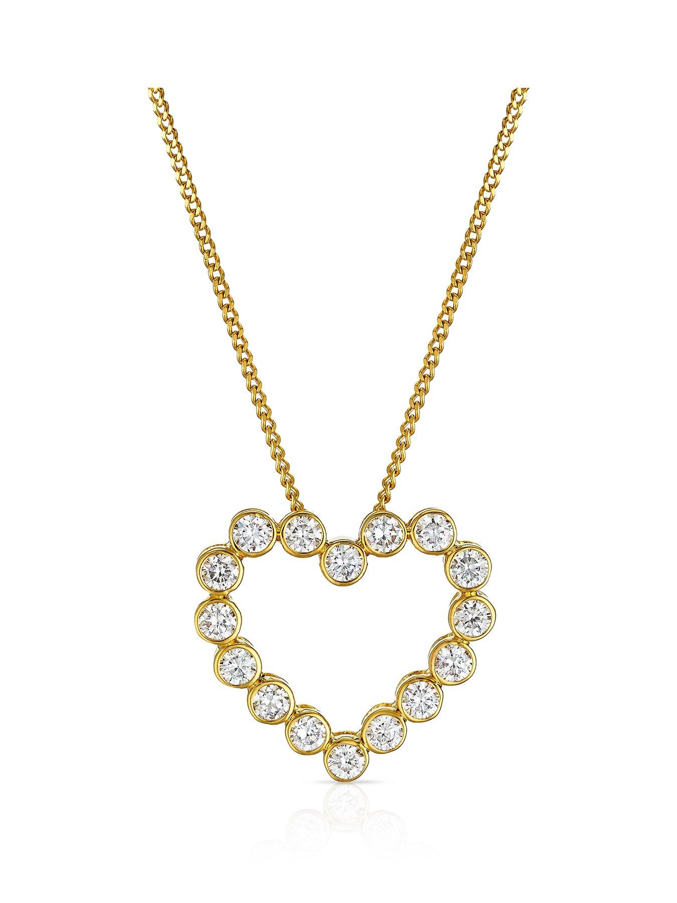 Harriet Harriet Sterling Silver & 18ct Yellow Gold Plated Vermeil 0.50ct Lab-Grown Diamond Heart Pendant Necklace