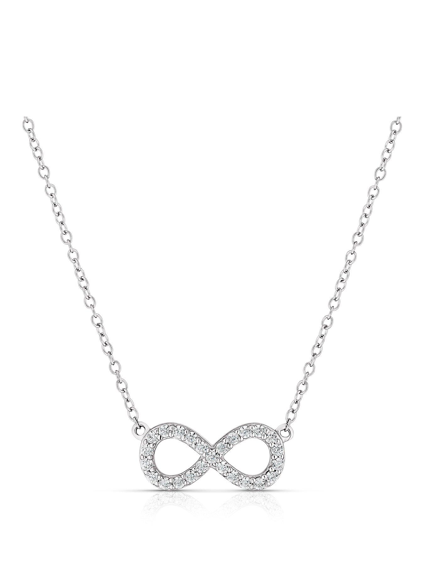 Ernest Jones Sterling Cubic Zirconia Eternity Symbol Necklace - Silver