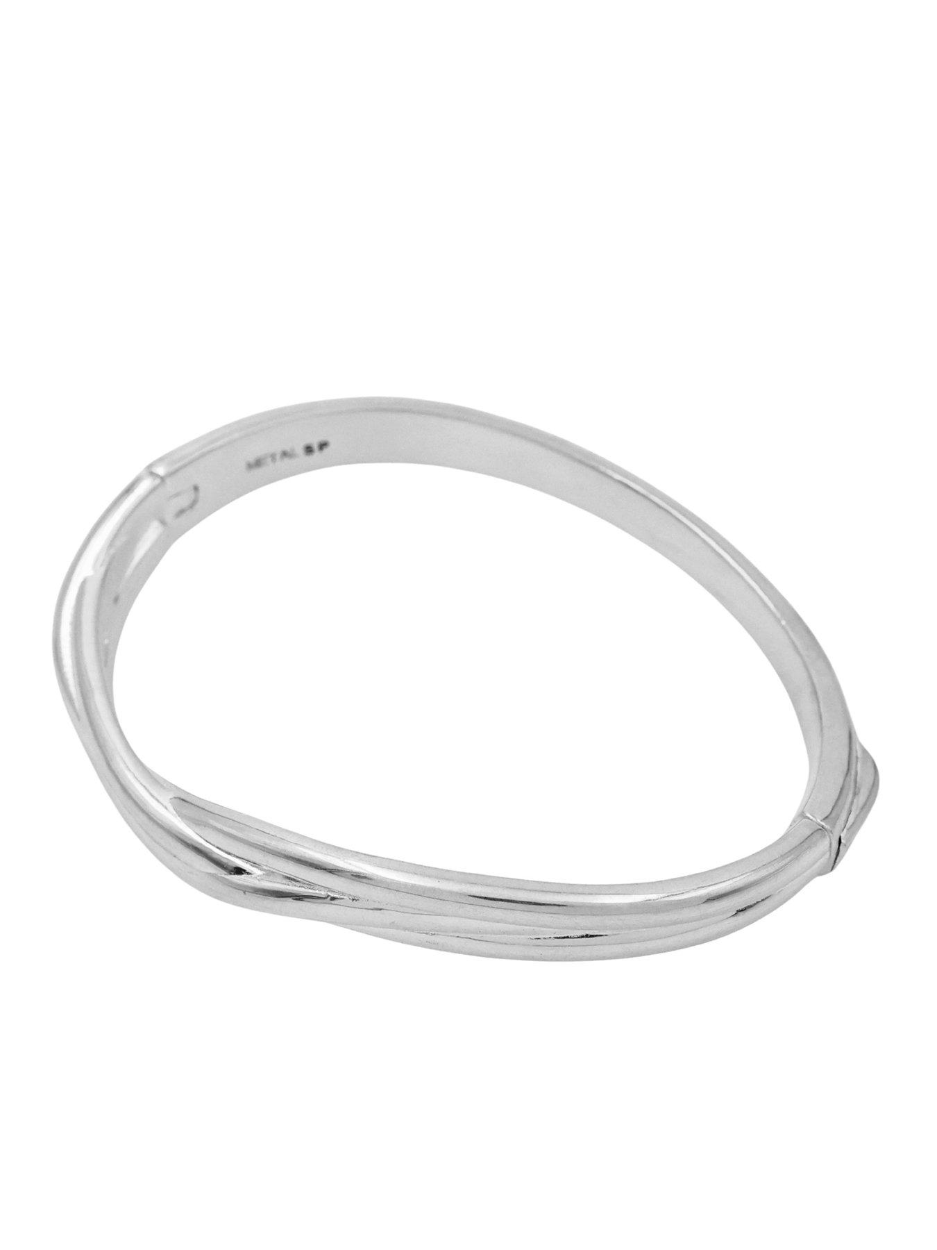 Image 2 of 4 of The Edit HS Edit Sterling Silver Plated Abstract Entwined Bangle