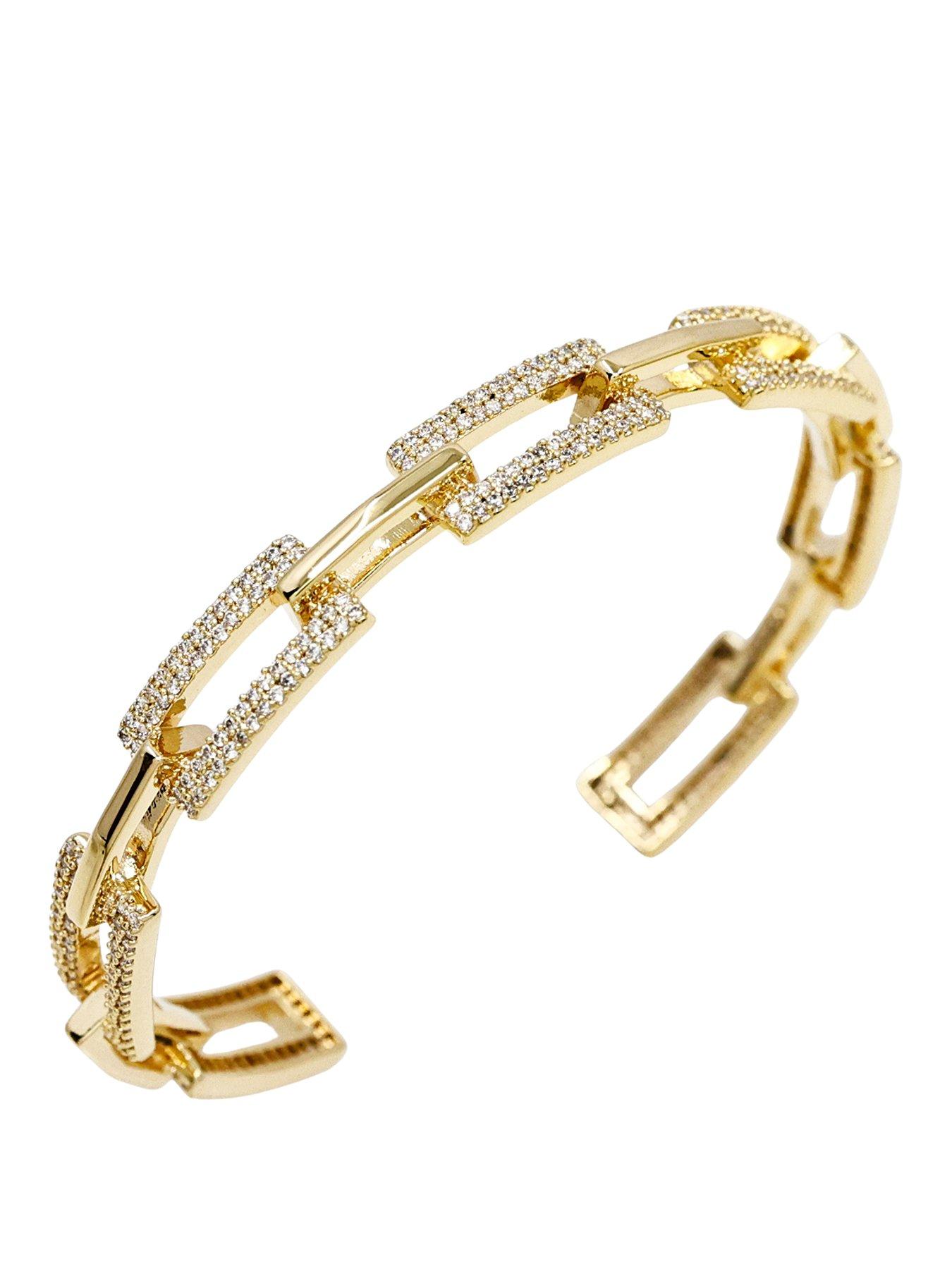 the-edit-hs-edit-chains-18ct-yellow-gold-plate-cubic-zirconia-square-link-banglefront