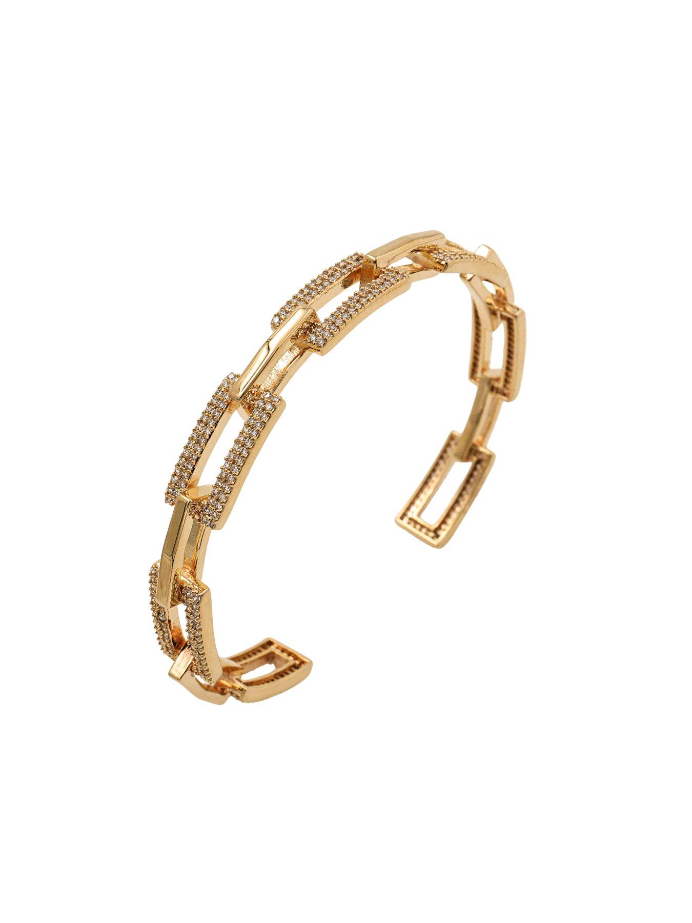 the-edit-hs-edit-chains-18ct-yellow-gold-plate-cubic-zirconia-square-link-banglestillFront