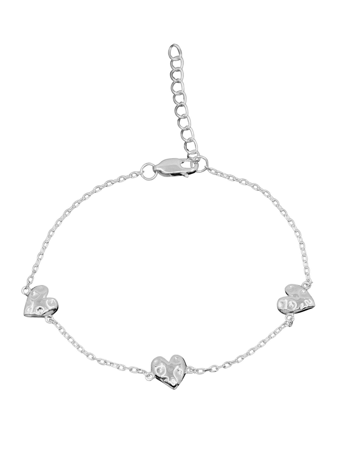 The Edit HS Edit HEARTS Sterling Silver Triple Hammered Heart Station Bracelet