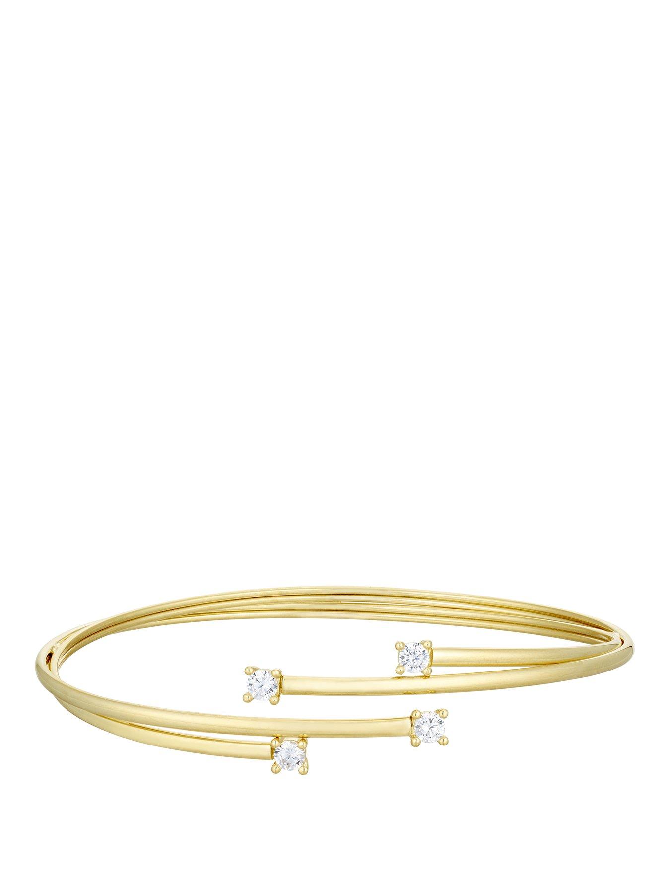 Image 1 of 1 of H. Samuel Together Silver & 9ct Bonded Gold Crossover Cubic Zirconia Bangle