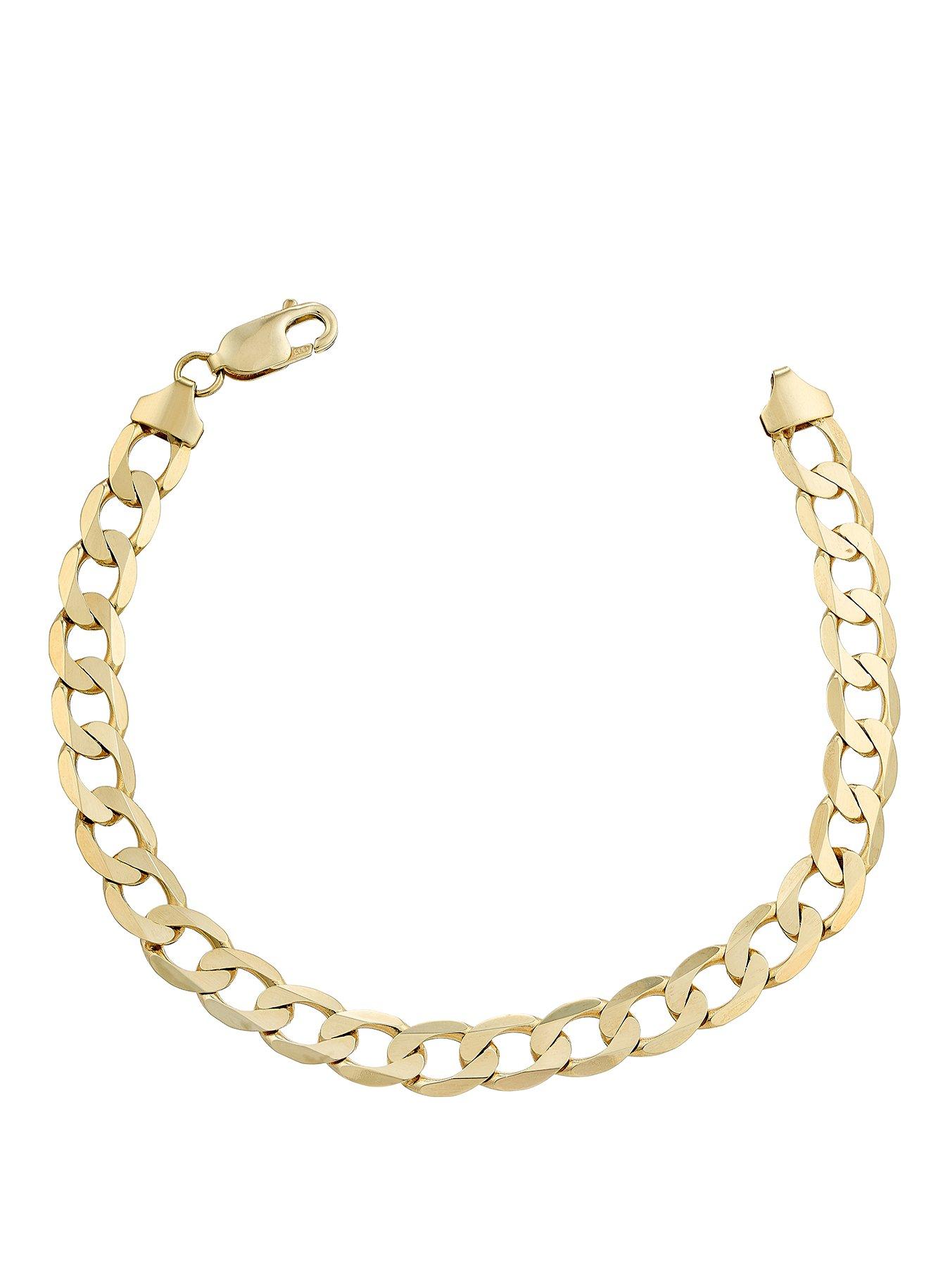 Ernest Jones 9ct 8" Curb Chain Bracelet - Gold