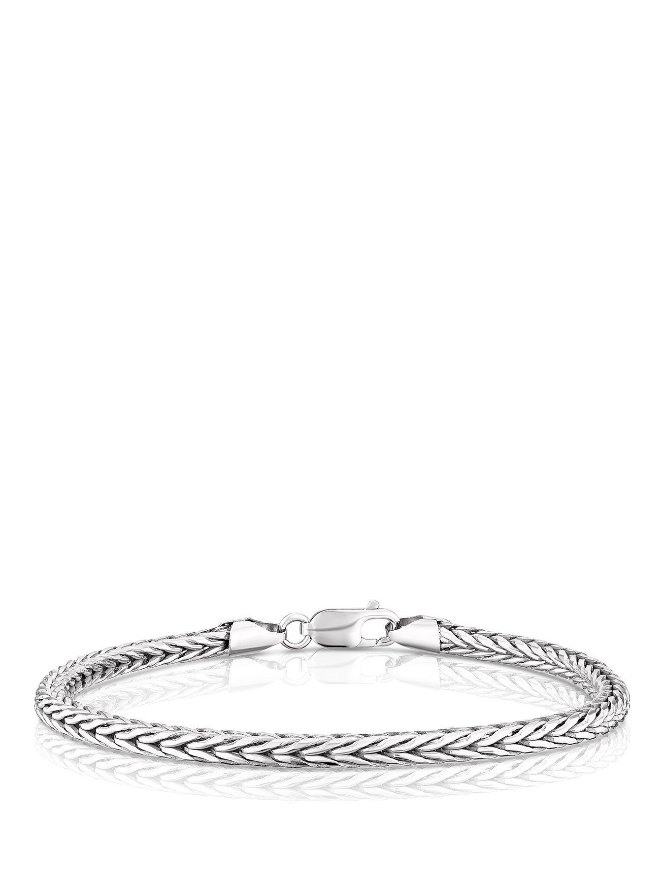 Ernest Jones Men's Sterling 8.4" Foxtail Chain Bracelet - Silver