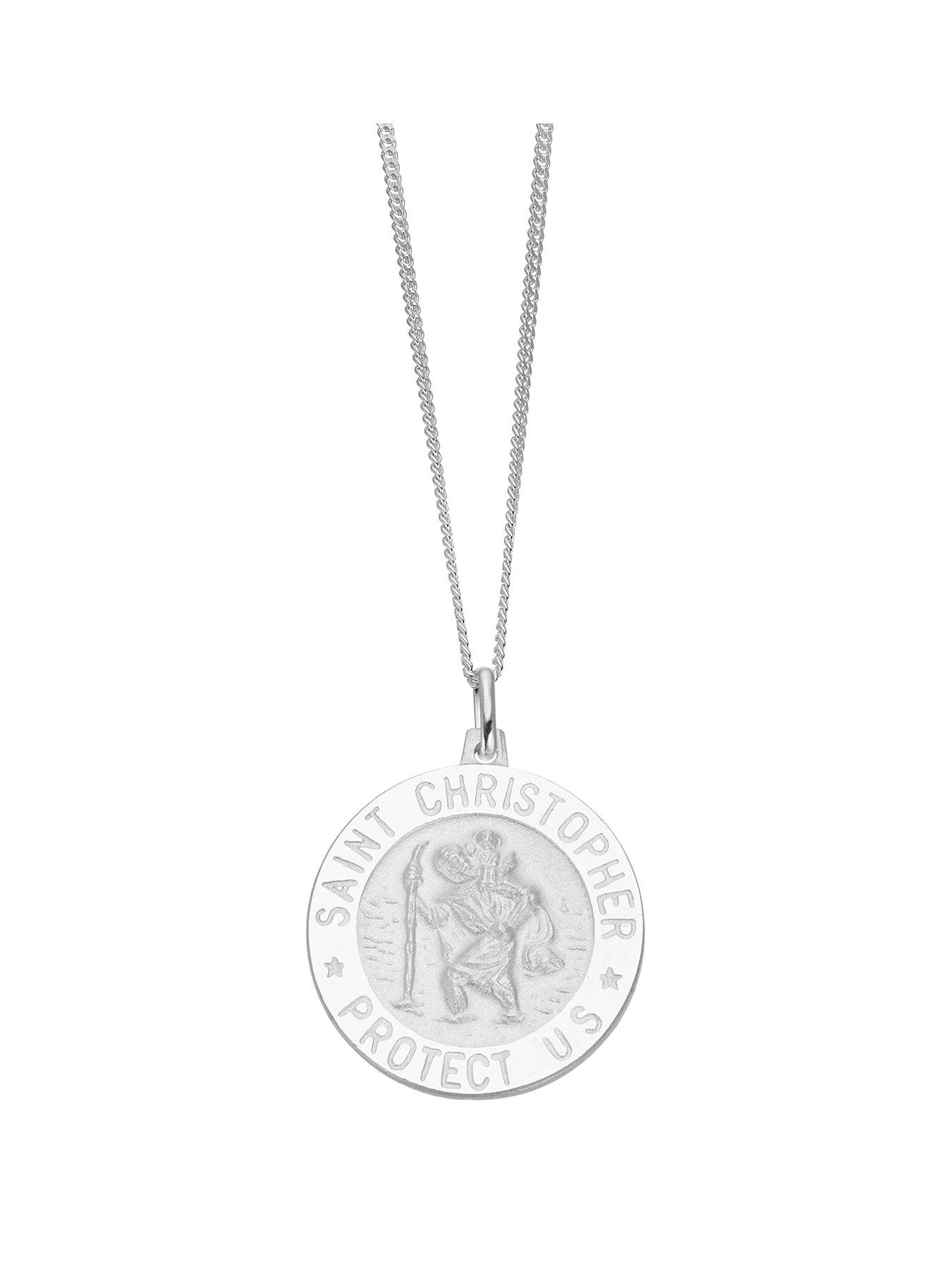Ernest Jones Sterling Men's St Christopher Pendant - Silver