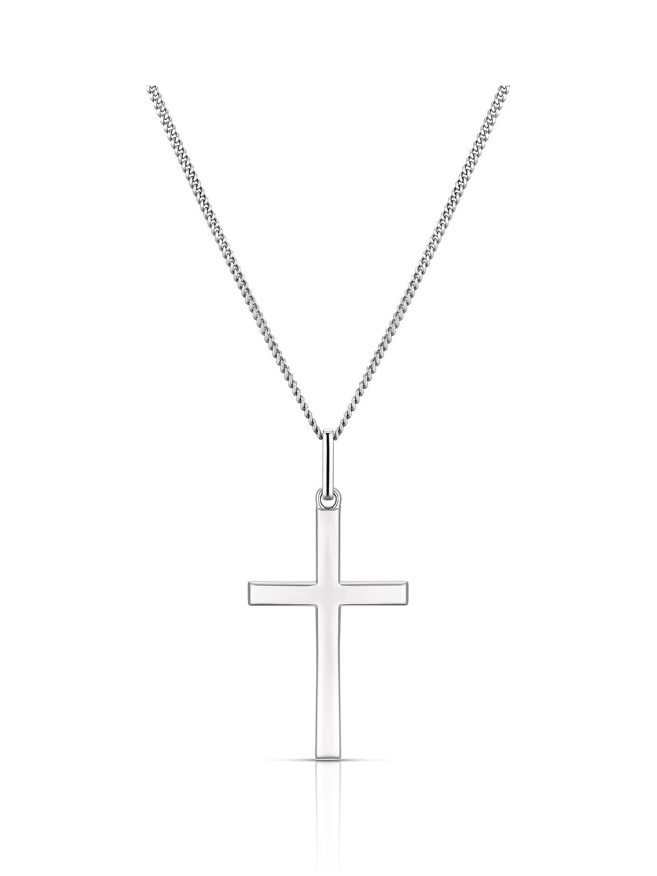 Ernest Jones Men's Sterling Silver Cross Pendant 20'' Necklace