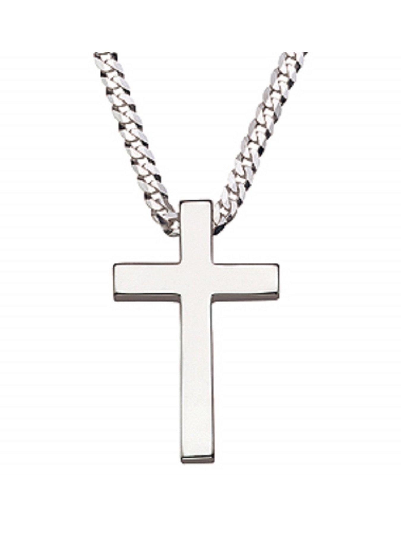 H. Samuel Sterling 20" Men's Cross Pendant - Silver