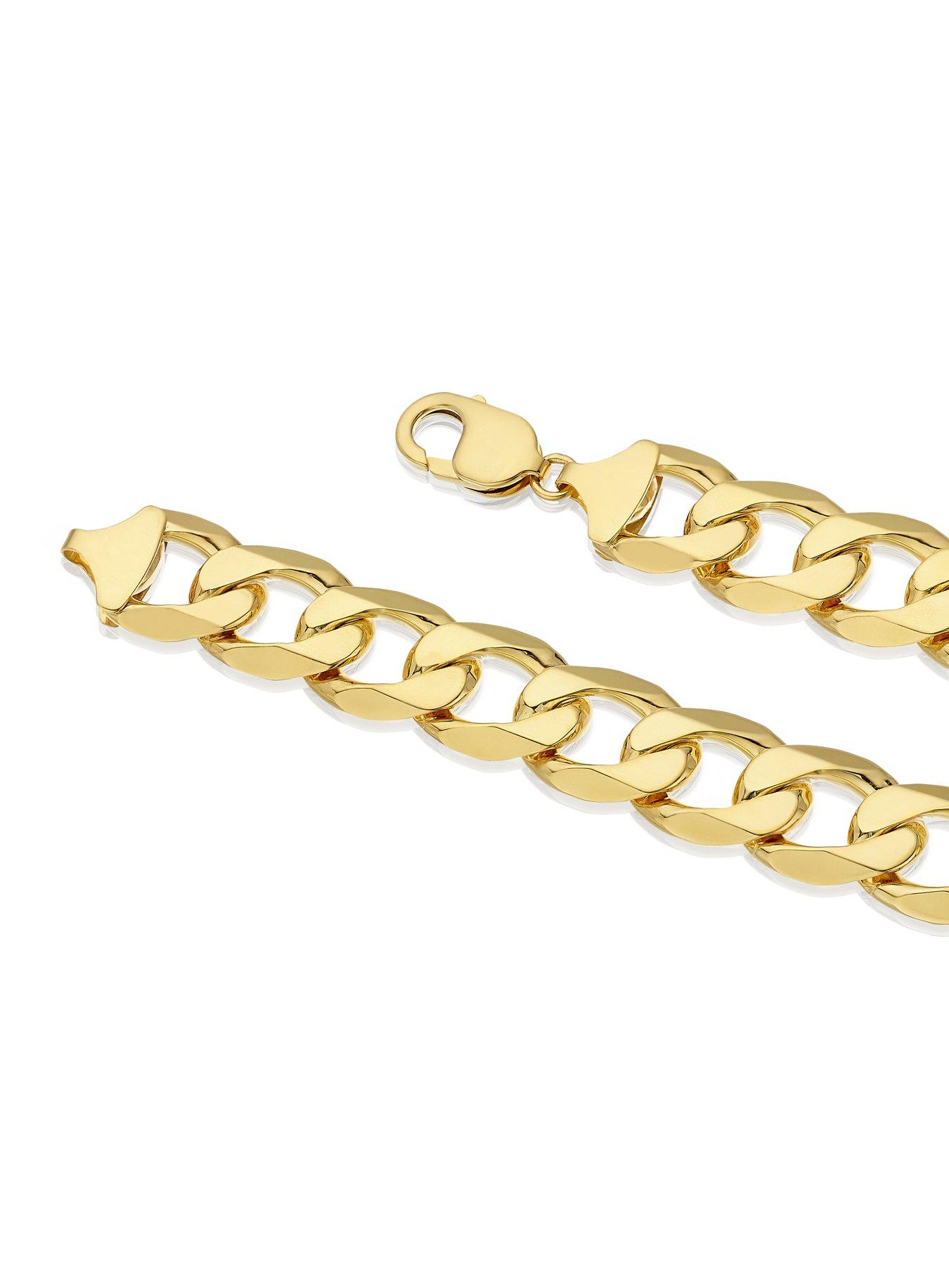 Image 3 of 3 of Ernest Jones 9Ct Men's 9" Solid Curb Chain Bracelet - Gold