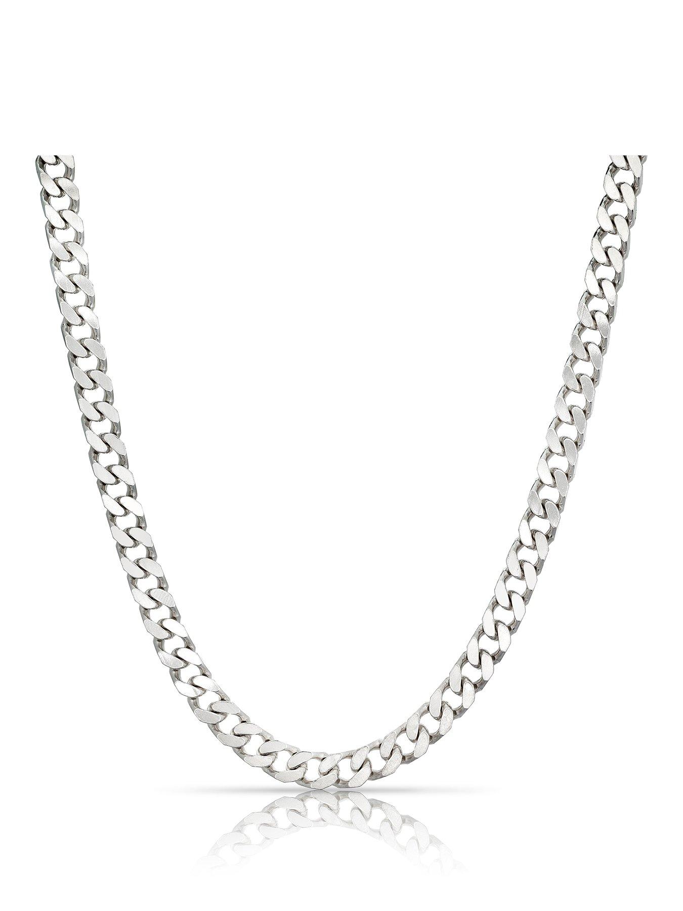 Ernest Jones Sterling Square 20" Curb Chain Necklace - Silver