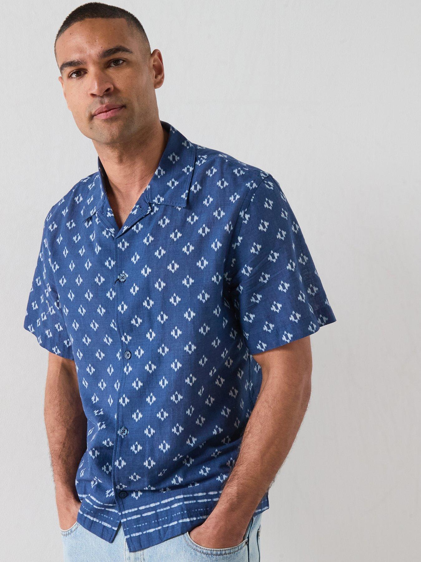 Mango Comino Short Sleeve Shirt - Medium Blue