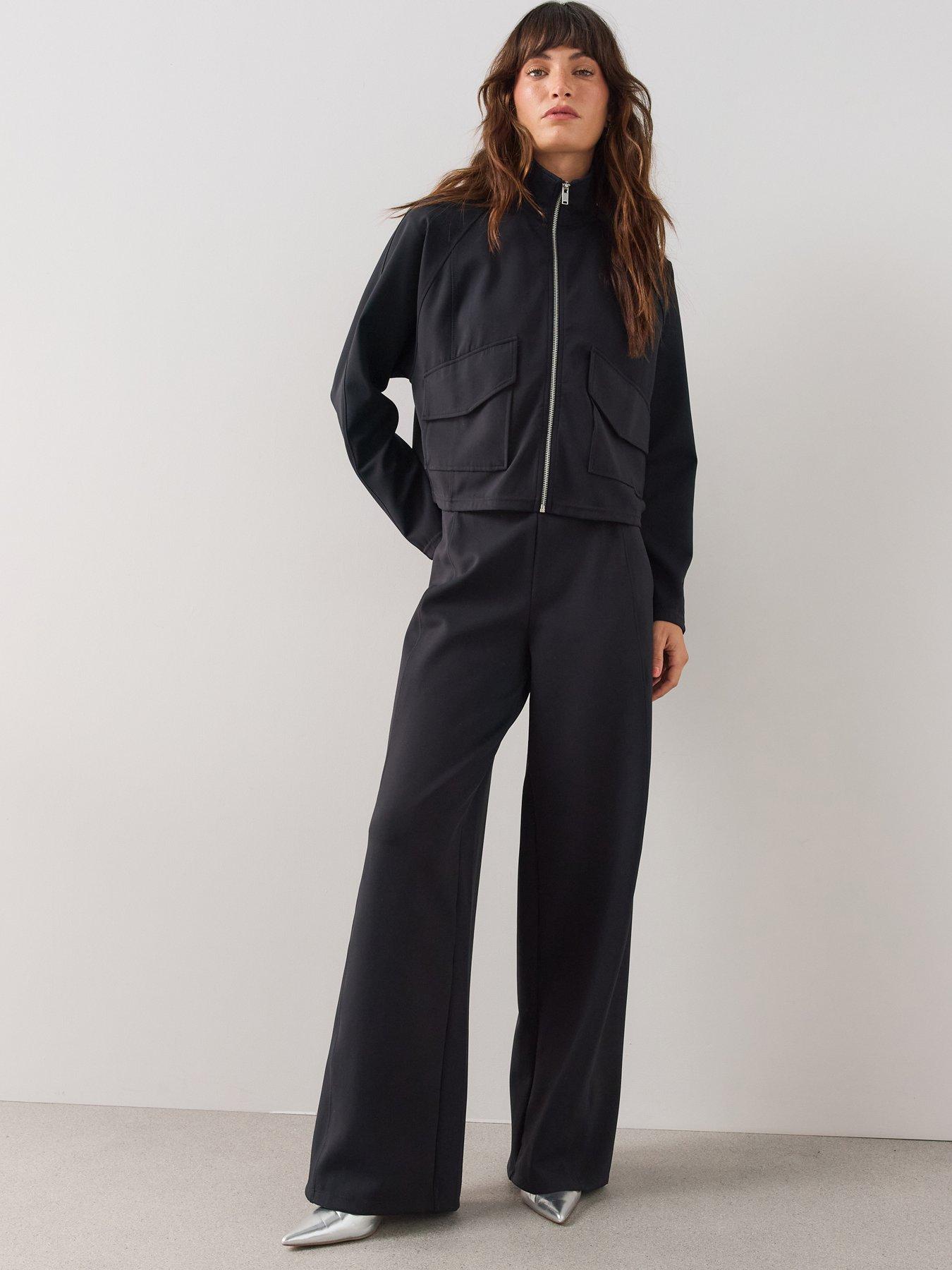 Image 1 of 7 of The Very Collection Scuba Utility Lightweight Jacket Co-ord - Black