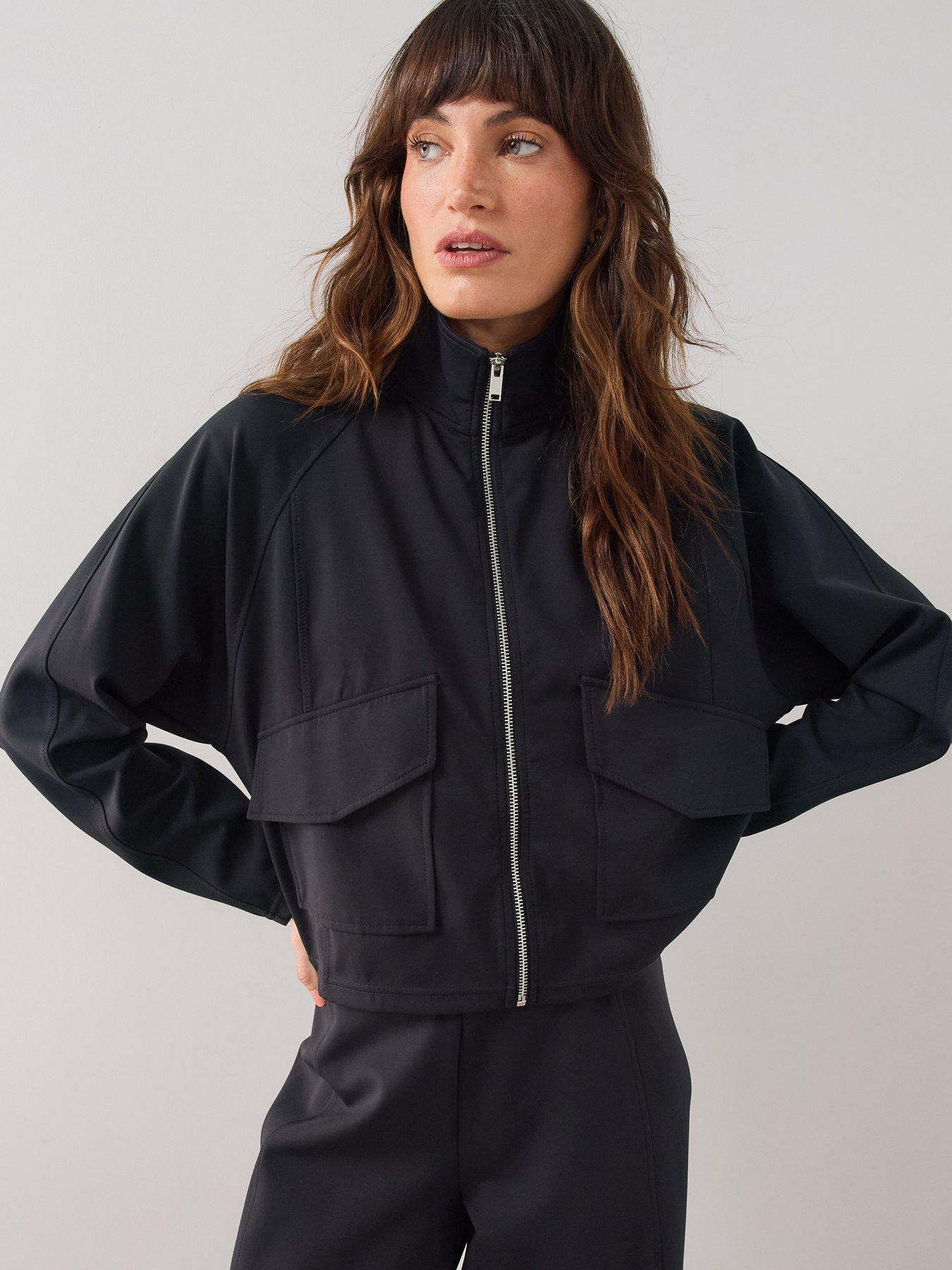 Image 4 of 7 of The Very Collection Scuba Utility Lightweight Jacket Co-ord - Black