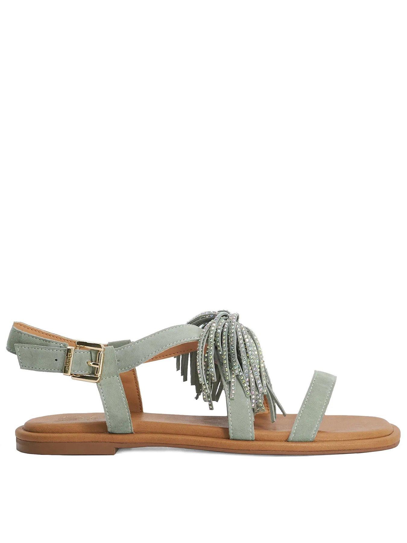 Dune London Lysia Casual Sandals - Sage Suede