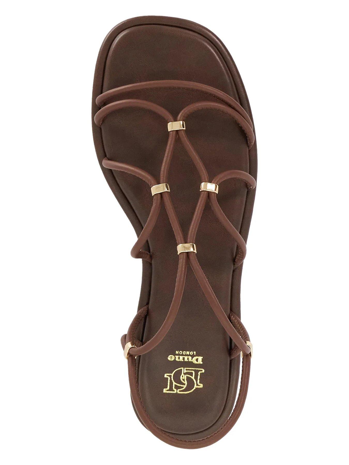 Image 4 of 5 of Dune London Leola Flat Leather Strappy Sandals - Brown
