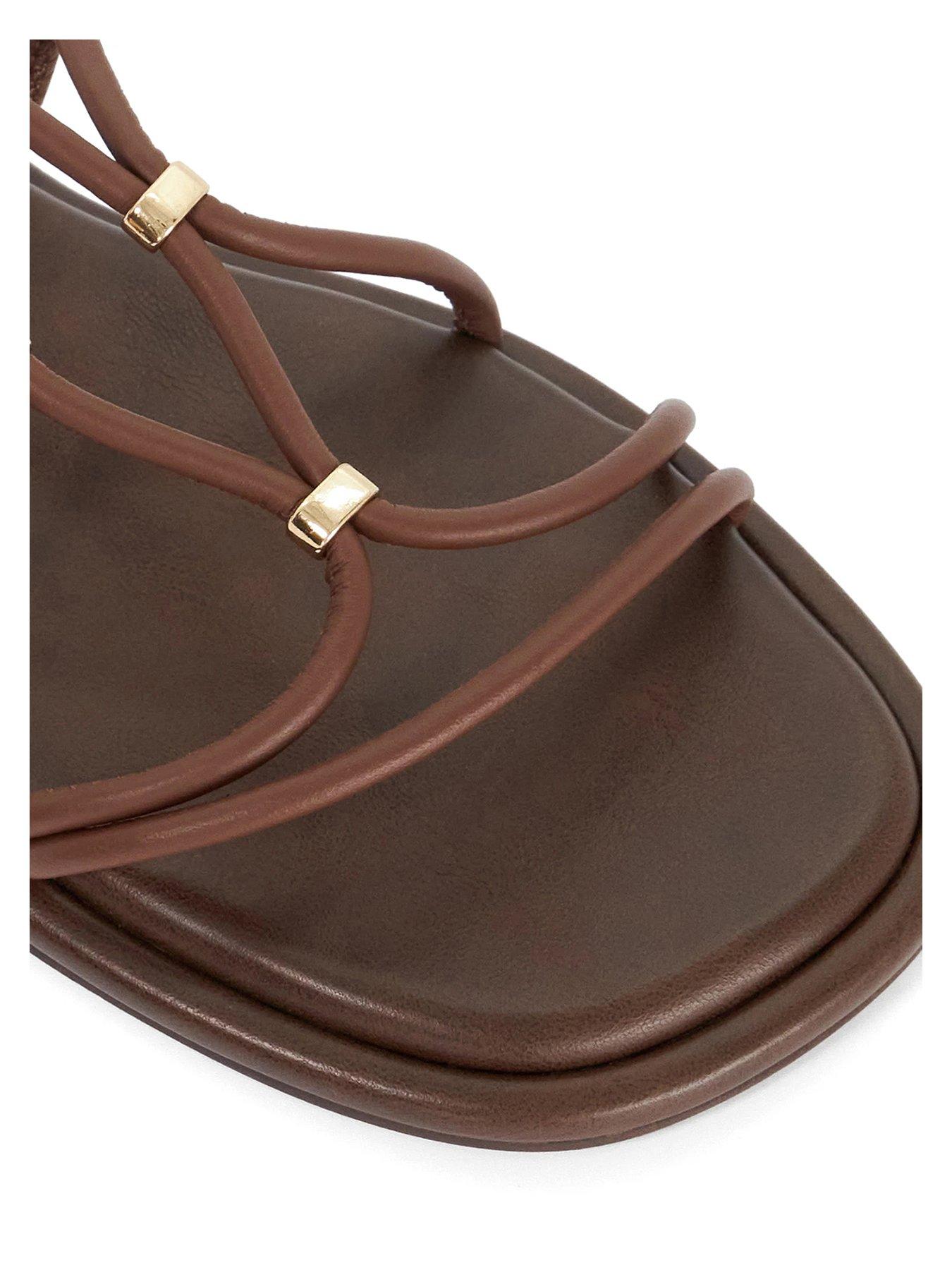 Image 5 of 5 of Dune London Leola Flat Leather Strappy Sandals - Brown