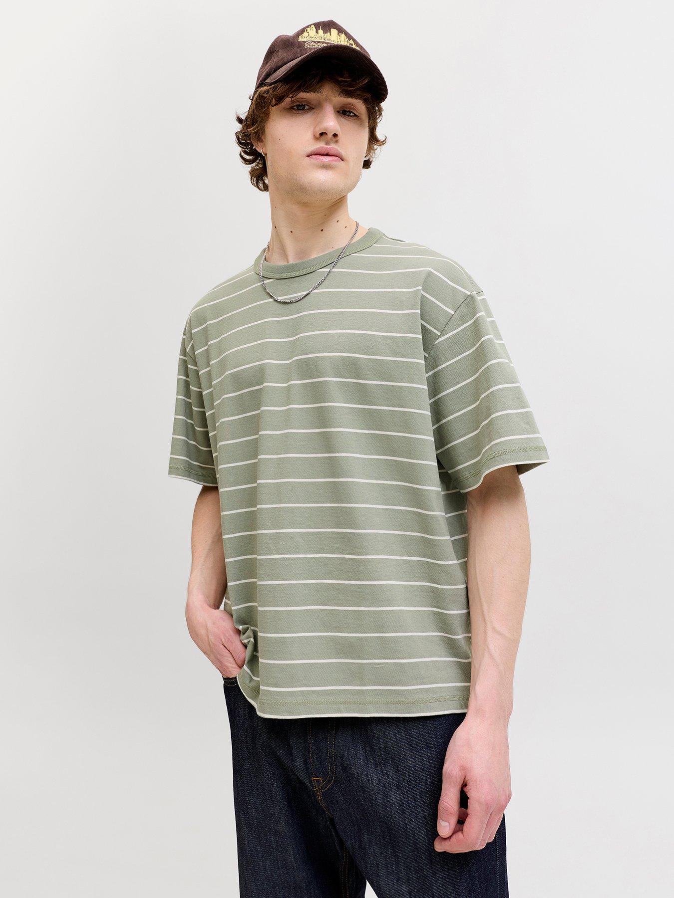 Jack & Jones Savona Stripe T-Shirt - Green in Seagrass