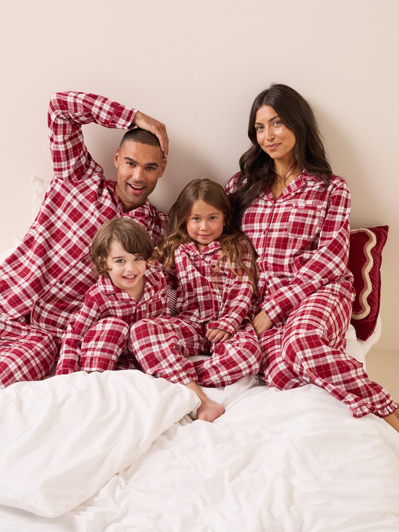 Image 1 of 6 of The Very Collection Boys Family Christmas Woven Check Revere Set - Red