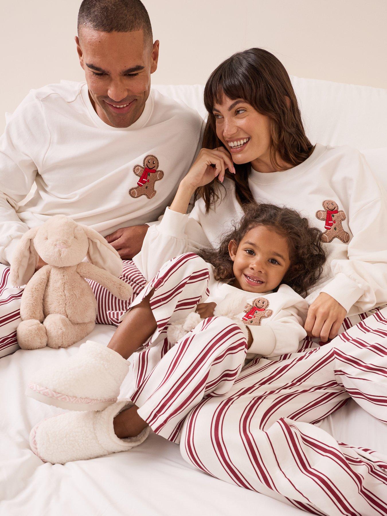The Very Collection Kids Family Christmas Gingerbread Pyjama Sweatshirt And Woven Bottom - Multi