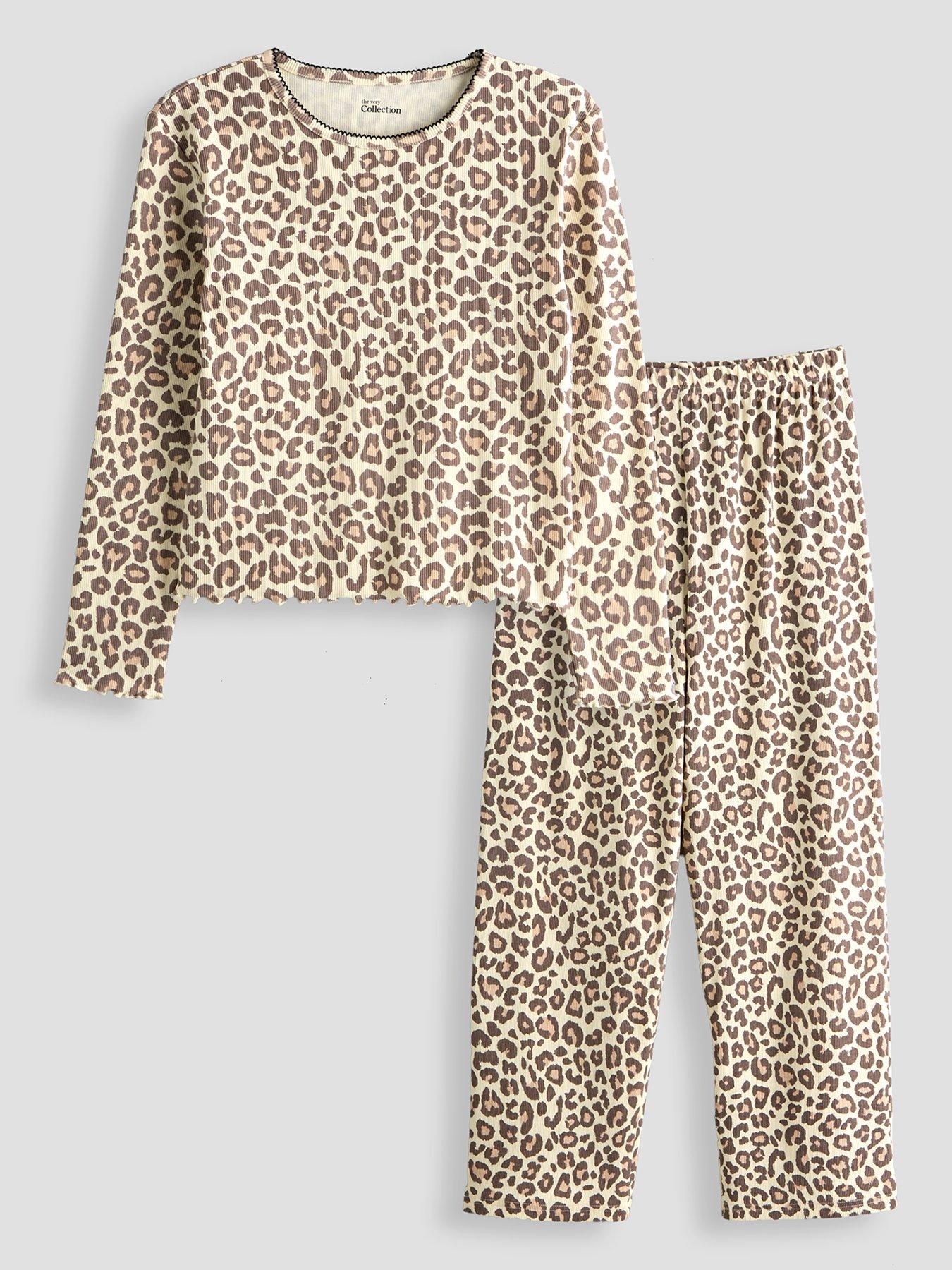Image 1 of 5 of The Very Collection Leopard Print Long Sleeve Pyjama - Multi