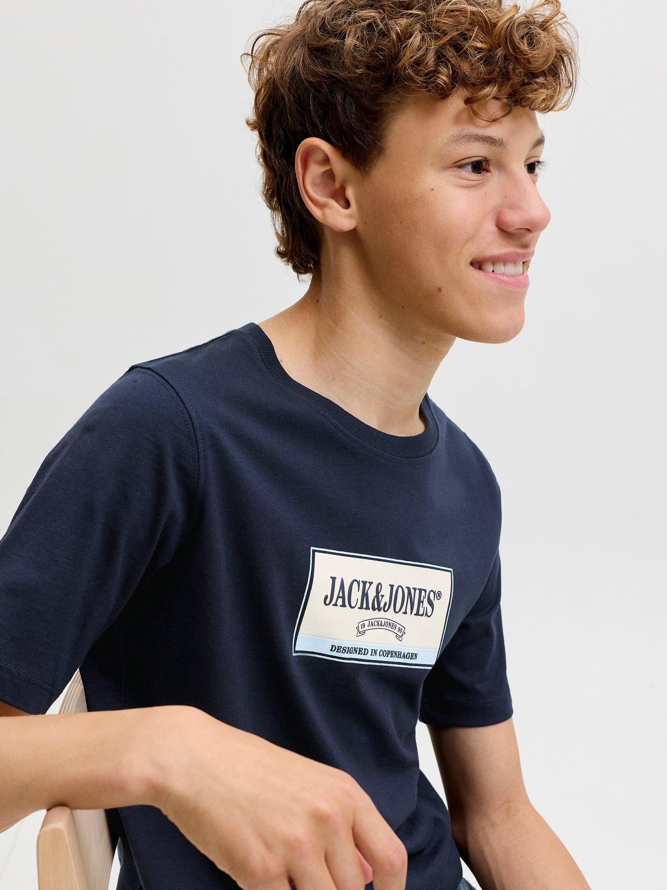 Jack & Jones Junior Boys Graphic Short Sleeve Tshirt - Navy in Sky Captain