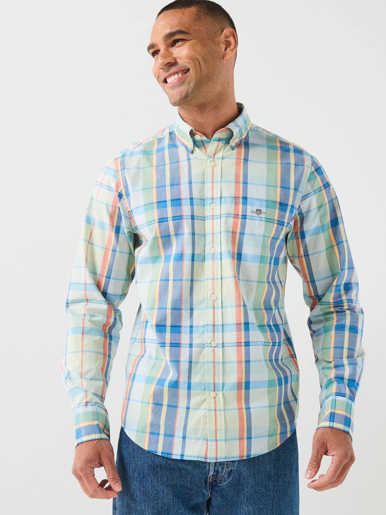 GANT Reg Poplin Multicheck Long Sleeve Shirt - Multi