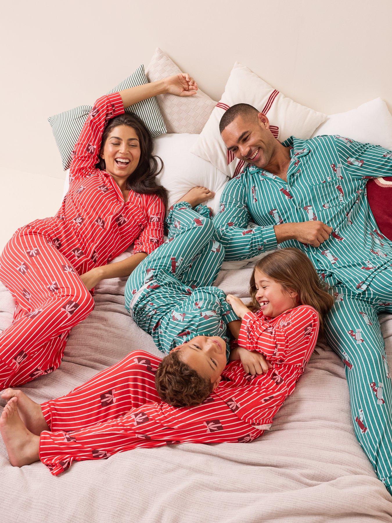 The Very Collection Boys Family Christmas Stripe Cracker Jersey Revere - Green