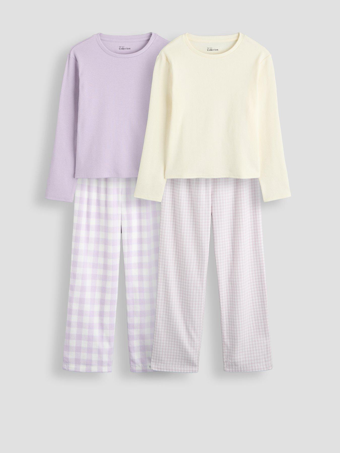 The Very Collection 2 Pack Girls Check Bottom Pyjama - Multi