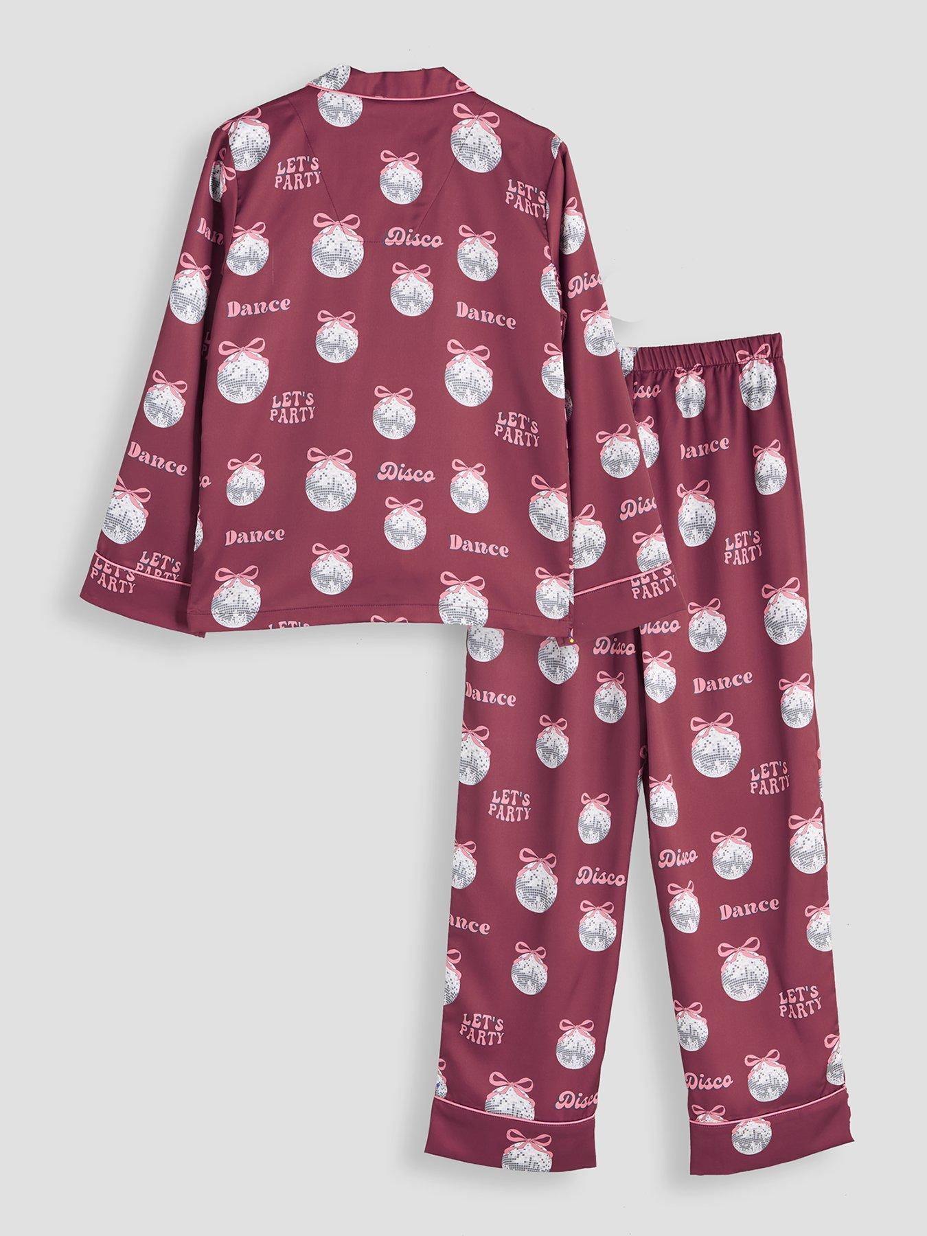 Image 2 of 5 of The Very Collection Girls Disco Ball Satin-Look Button-Through Pyjamas - Multi