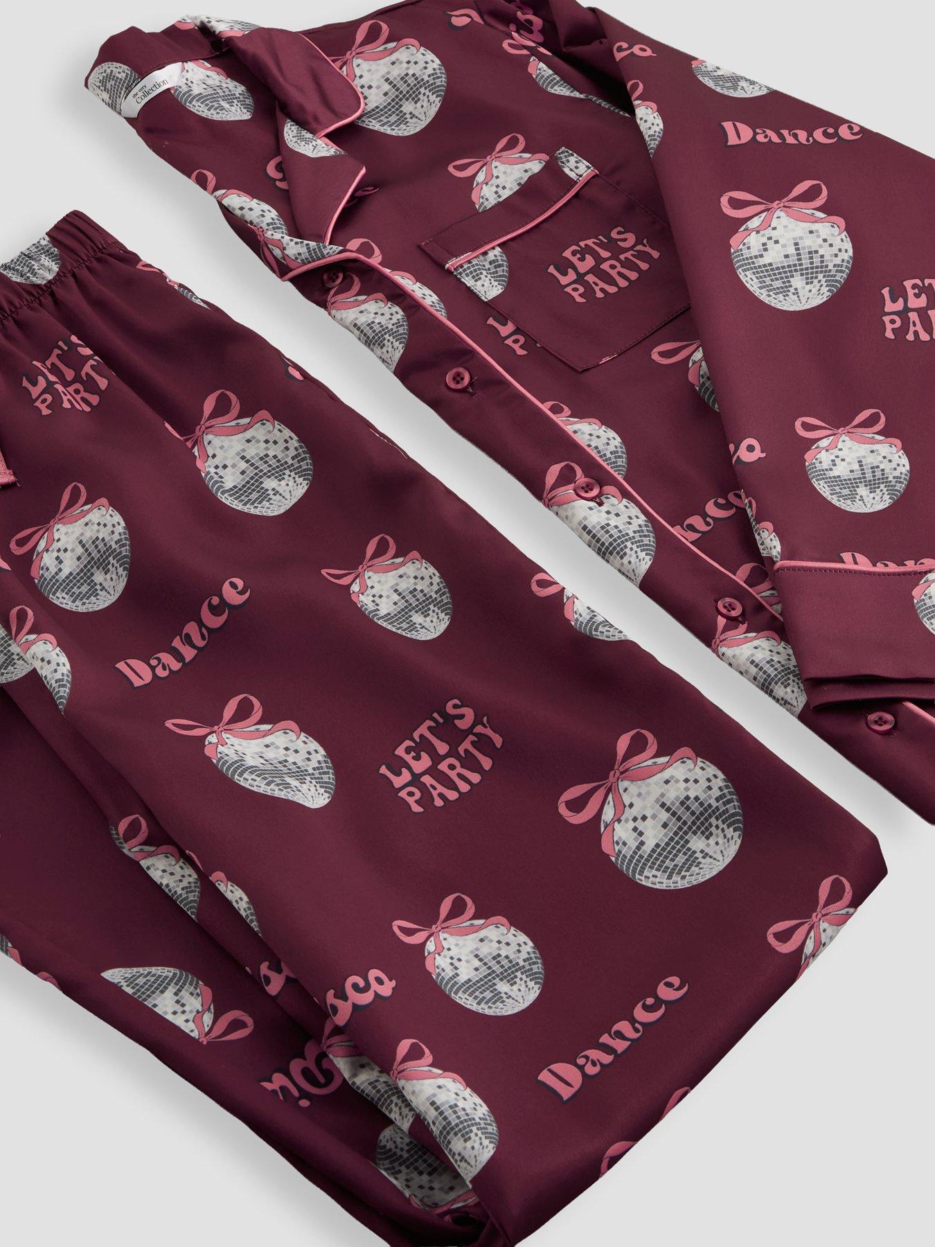 Image 3 of 5 of The Very Collection Girls Disco Ball Satin-Look Button-Through Pyjamas - Multi