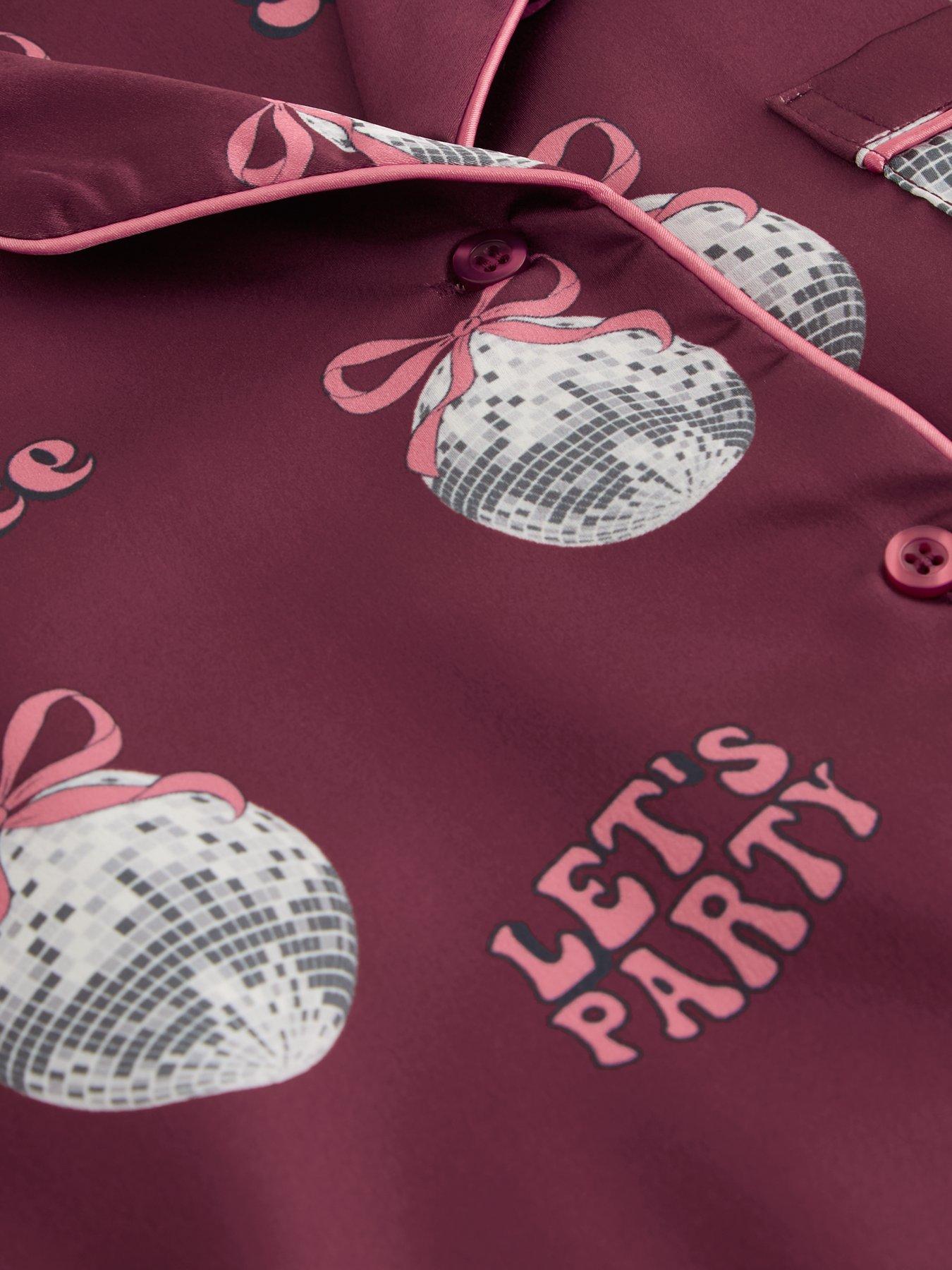 Image 4 of 5 of The Very Collection Girls Disco Ball Satin-Look Button-Through Pyjamas - Multi