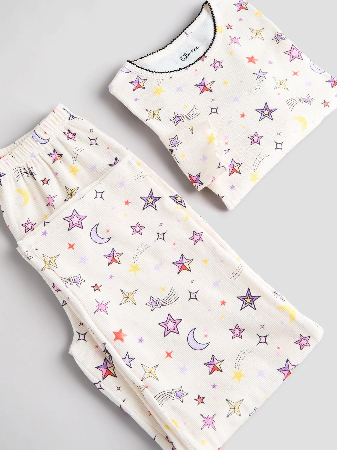 Image 3 of 6 of The Very Collection Moon And Stars Rib Girls Pyjama