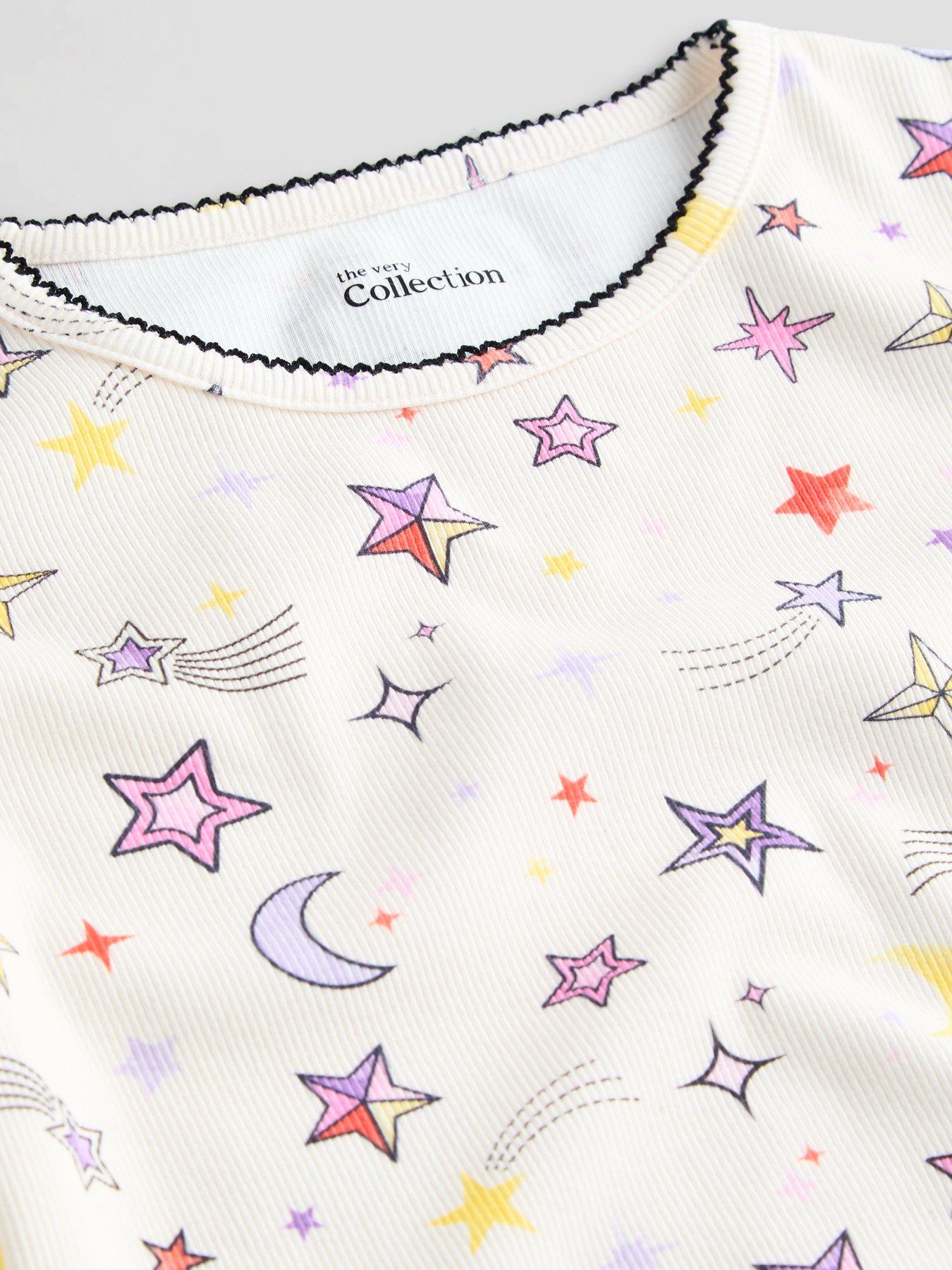 Image 4 of 6 of The Very Collection Moon And Stars Rib Girls Pyjama