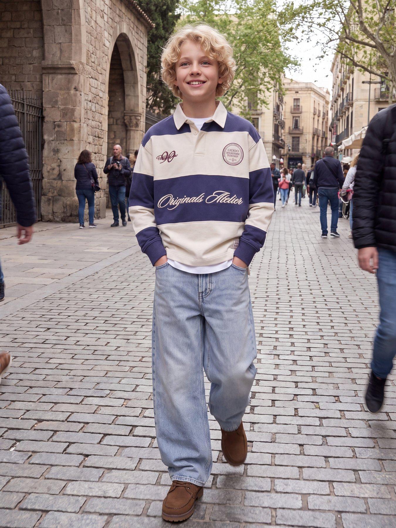 Image 1 of 5 of Jack & Jones Junior Boys Long Sleeve Rugby Polo - Blue