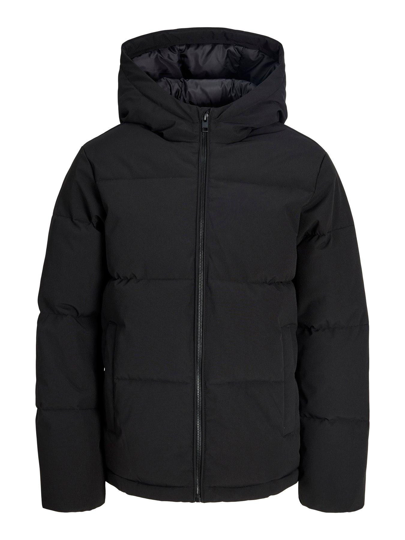Image 5 of 6 of Jack & Jones Junior Boys Galaxy Padded Hooded Puffer Coat - Black