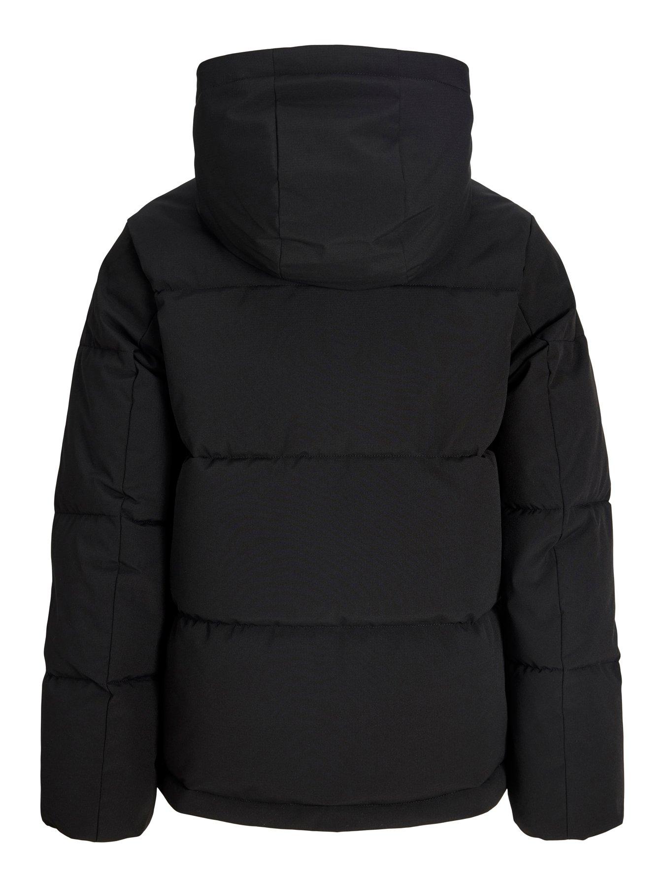 Image 6 of 6 of Jack & Jones Junior Boys Galaxy Padded Hooded Puffer Coat - Black