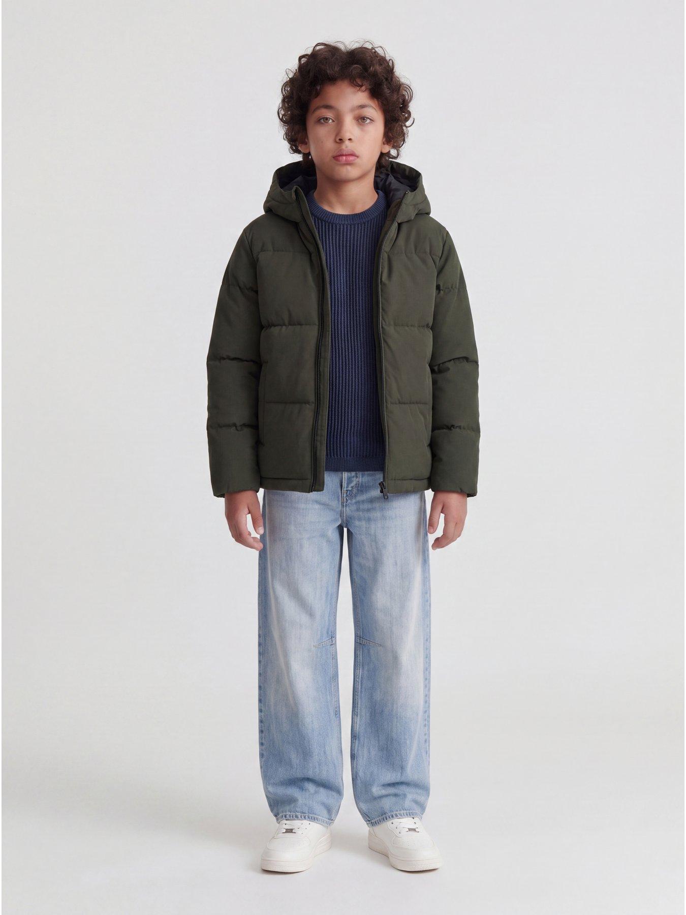 Jack & Jones Junior Boys Padded Hooded Puffer Coat - Rosin