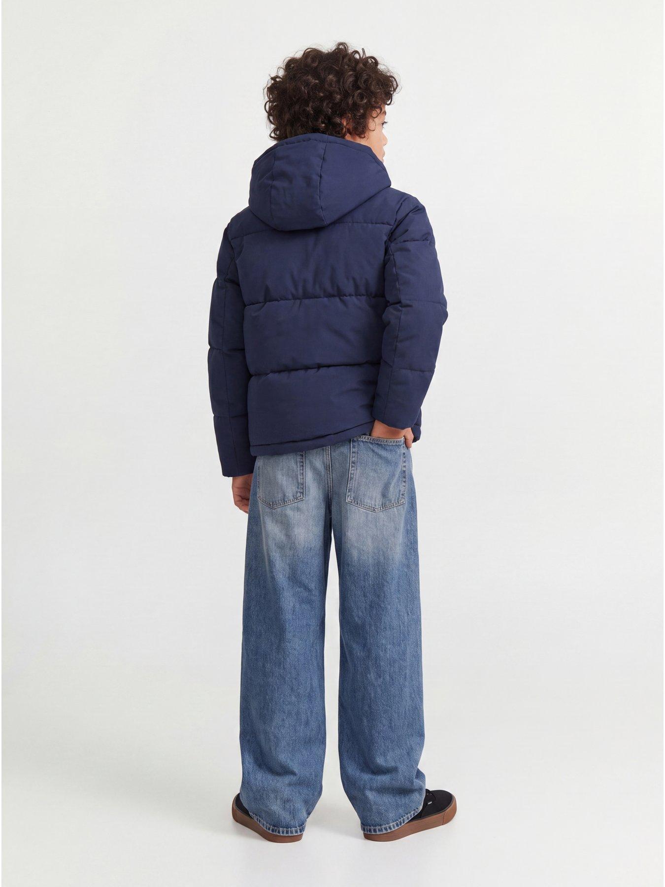 Image 2 of 7 of Jack & Jones Junior Boys Hooded Padded Zip Puffer Coat - Sky Captain