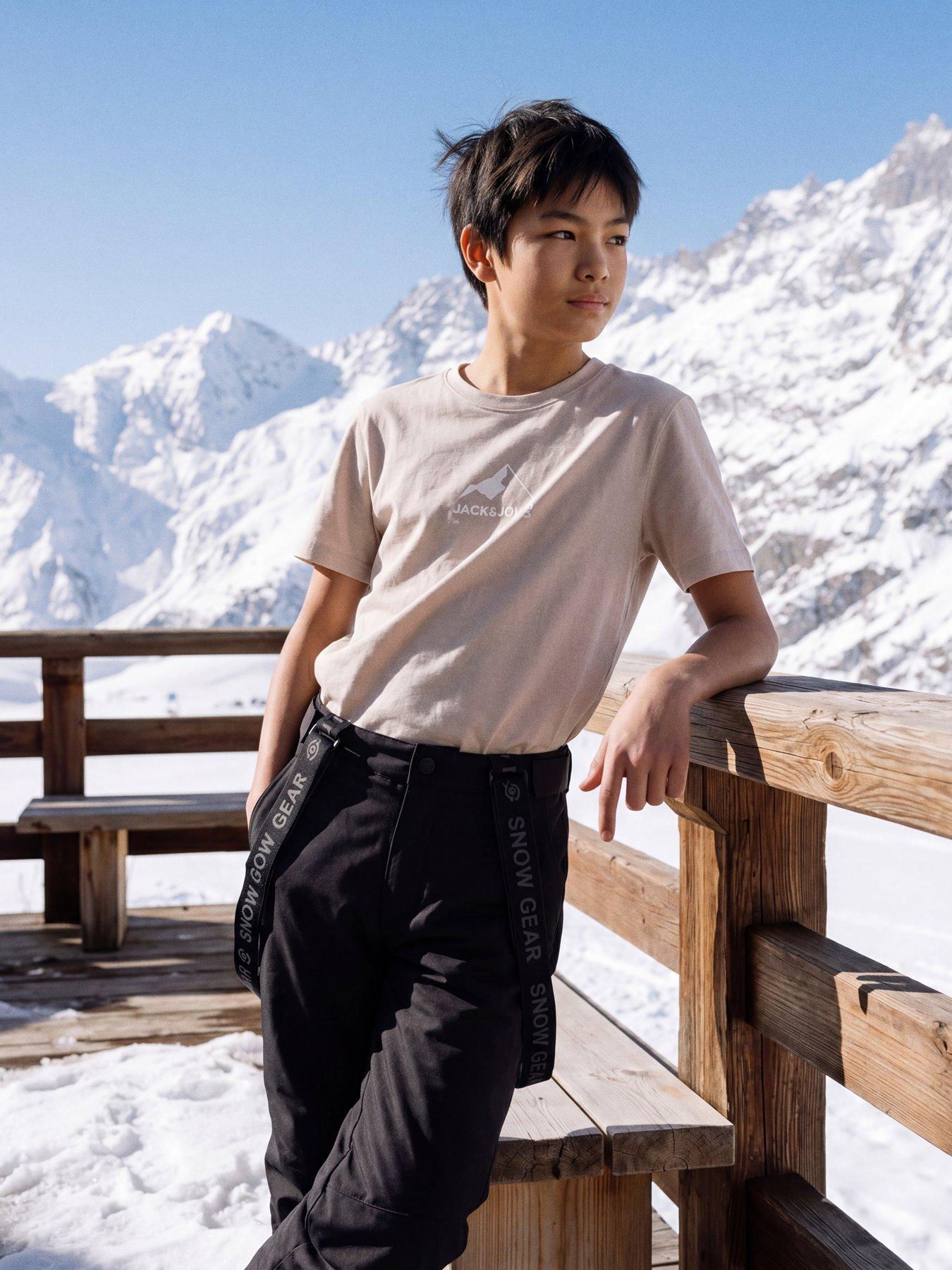 Jack & Jones Junior Boys Tignes 100% Cotton Logo Print T-Shirt - Dove