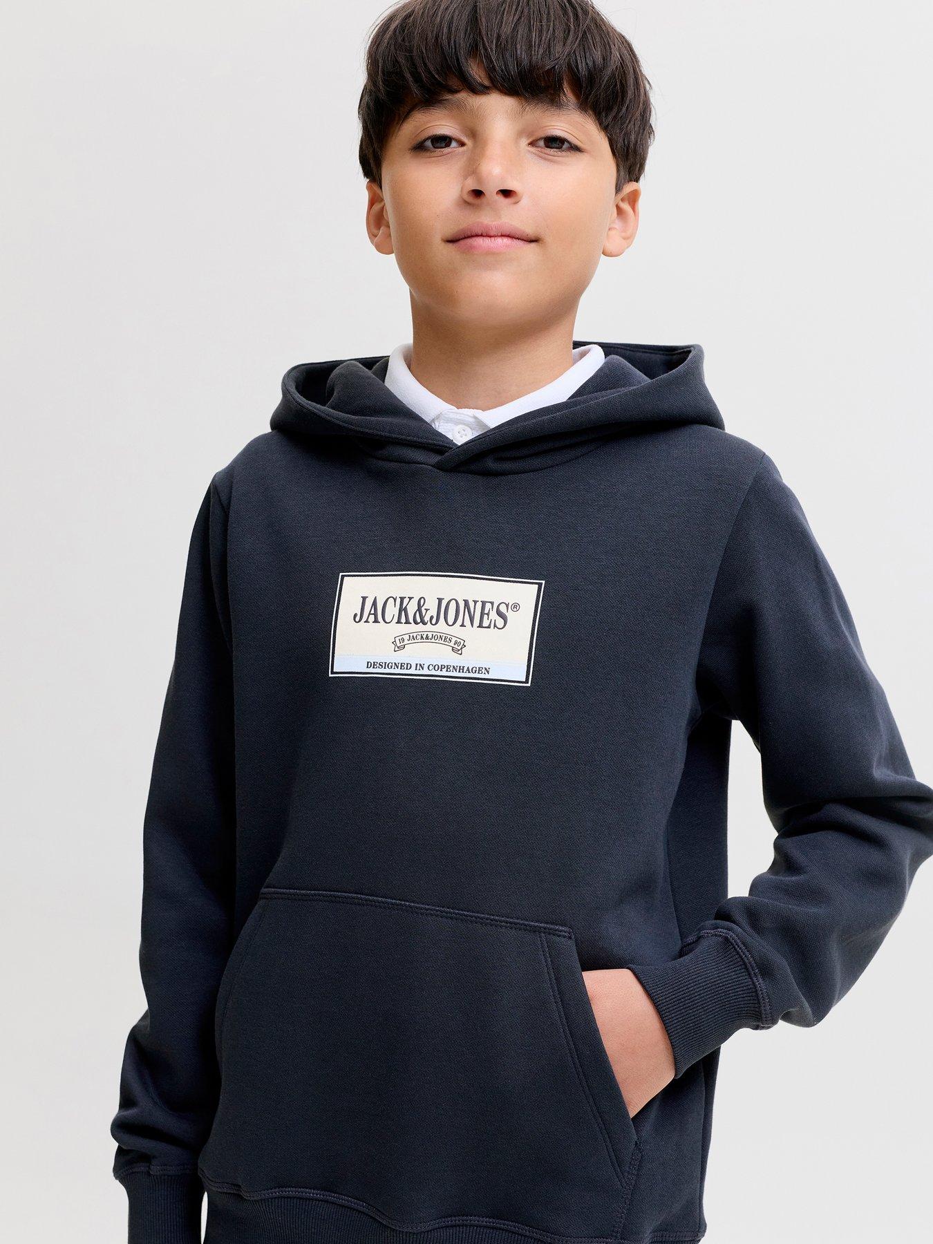 Jack & Jones Junior Boys Graphic Hoody - Navy in Sky Captain